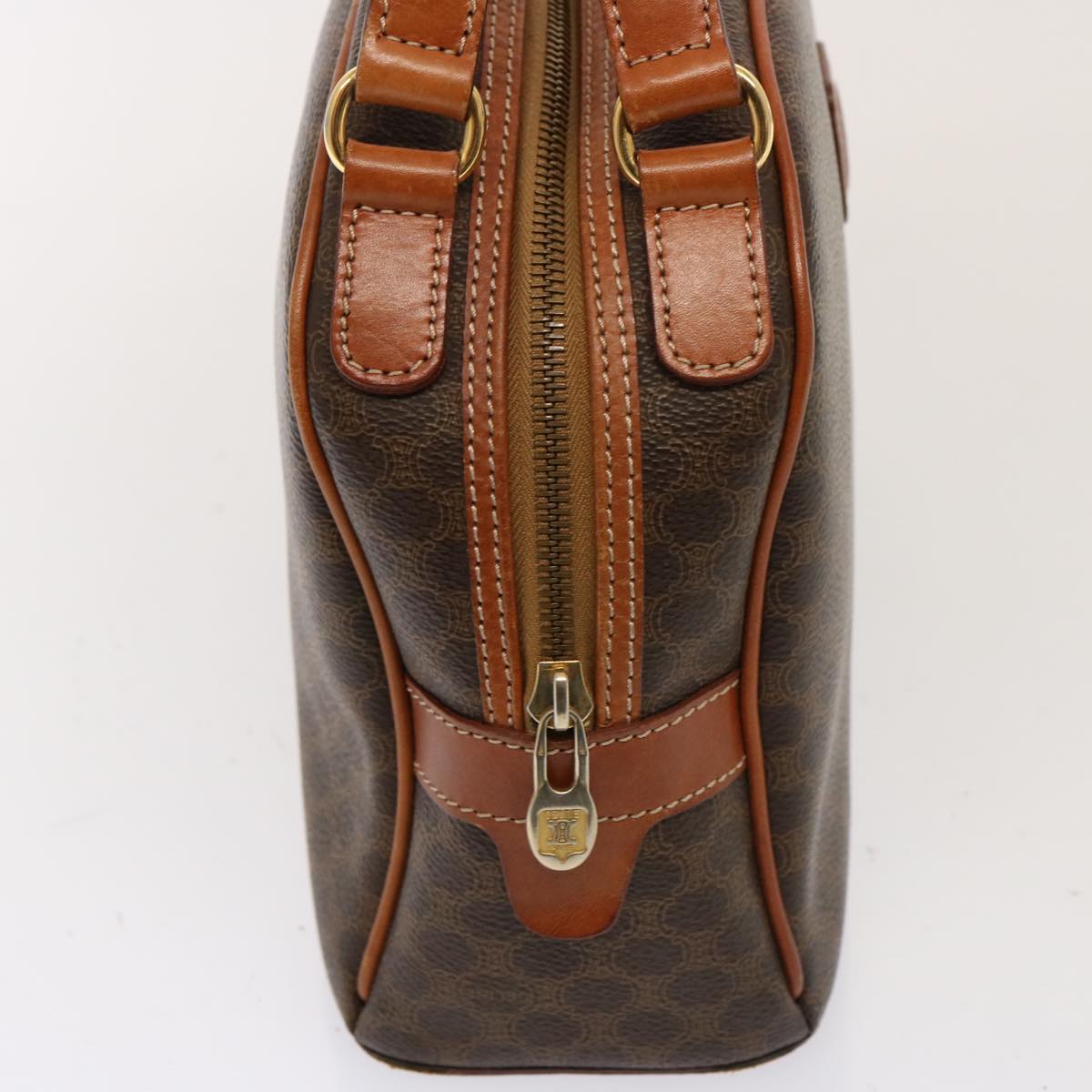 Luxury CELINE Macadam Canvas Hand Bag PVC Brown 76084