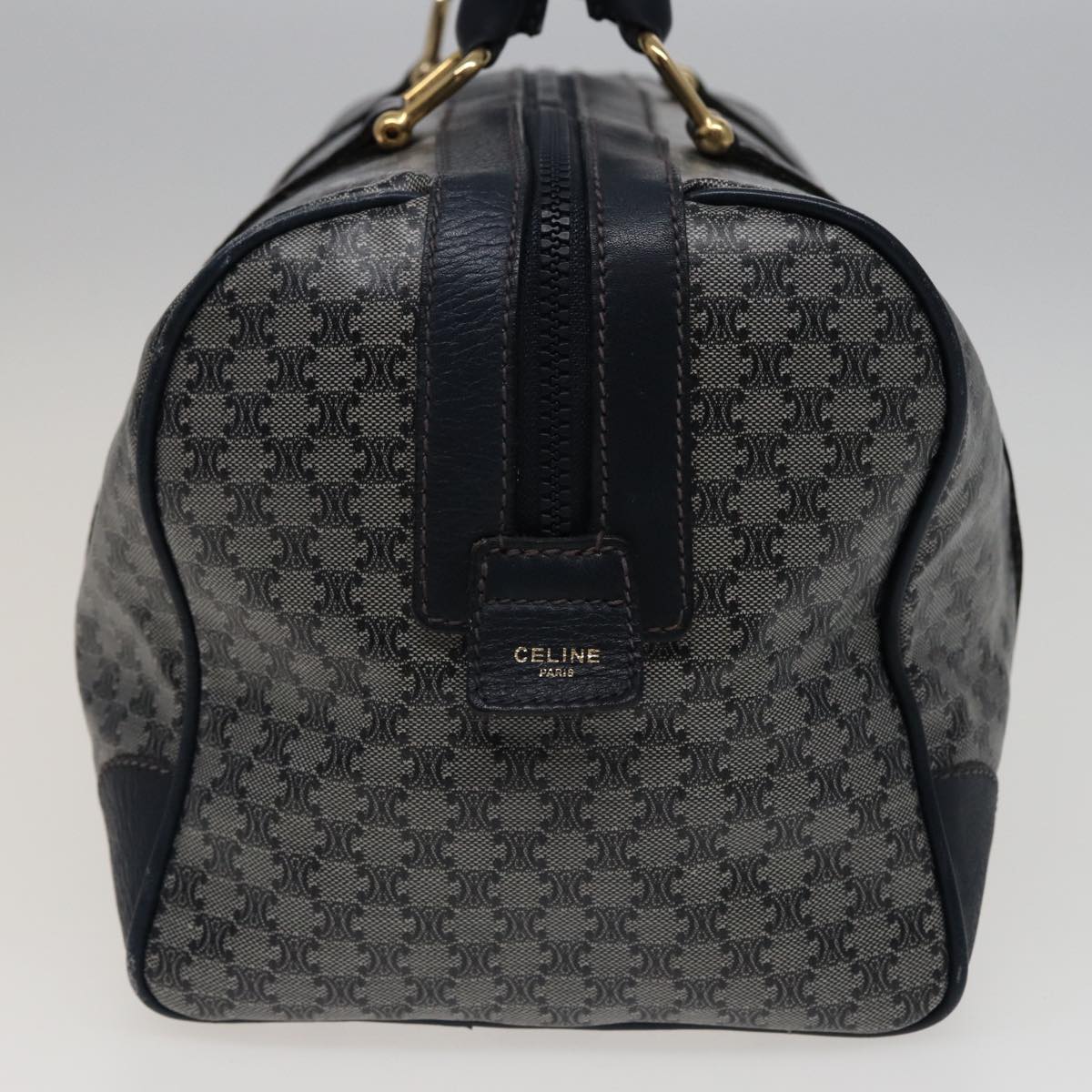 Luxury CELINE Macadam Canvas Boston Bag Navy 77711