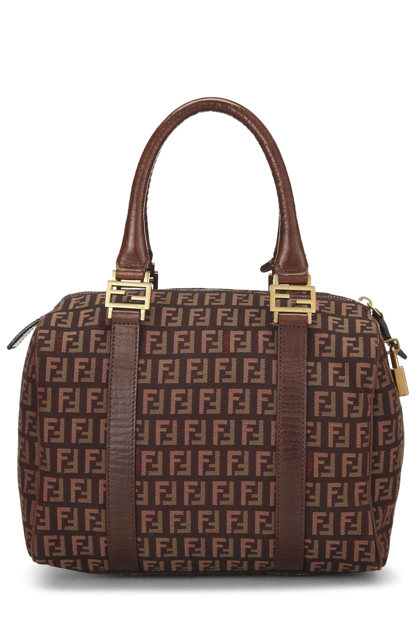 Fendi, Brown Zucchino Boston Bag Mini, Brown