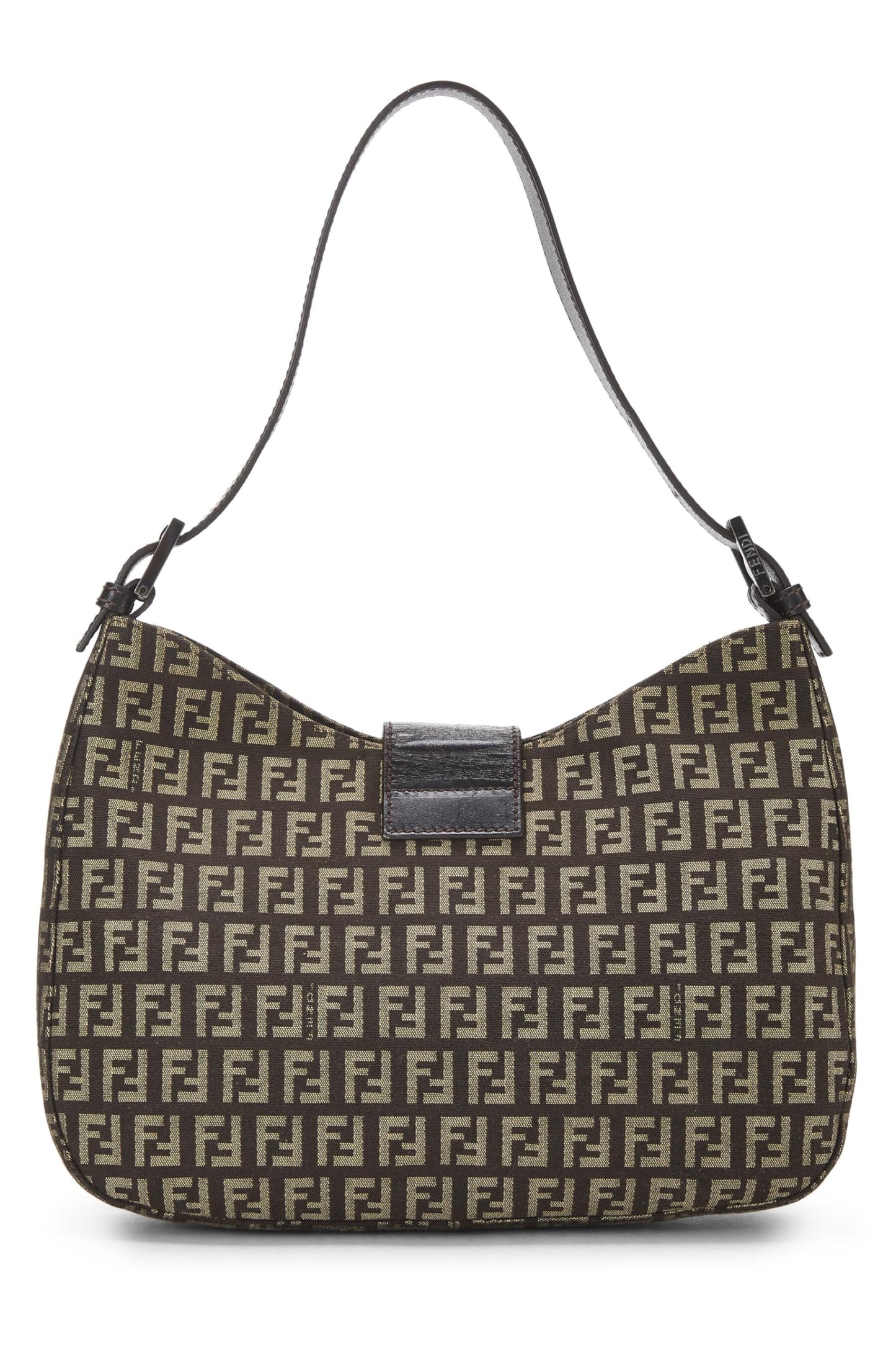 Fendi, Brown Zucchino Canvas Shoulder Bag, Brown