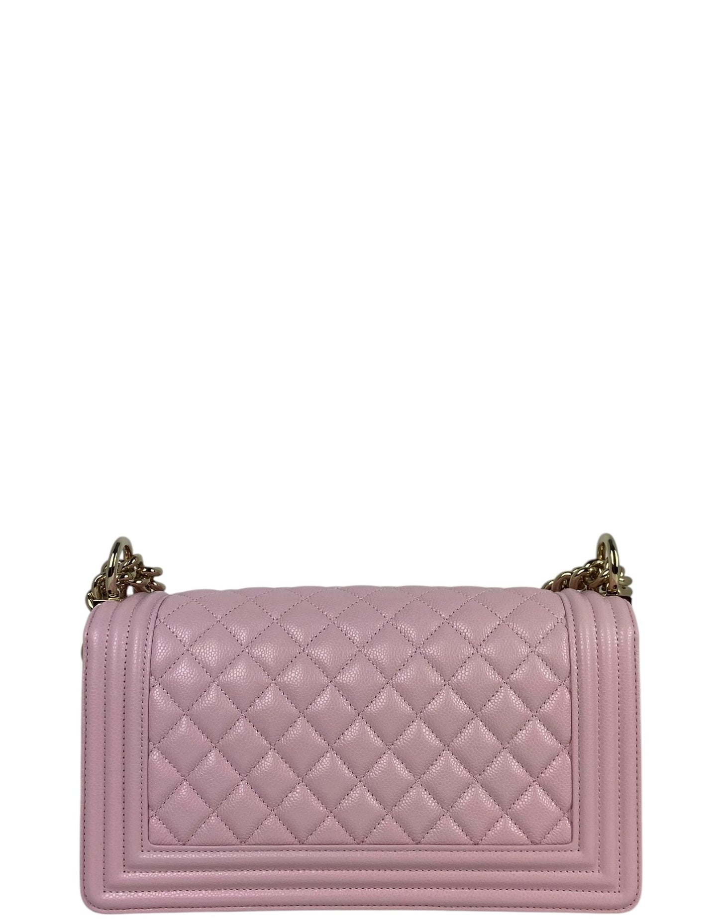 Chanel 2025 Pink Caviar Medium Boy Handbag - Rovelle Bags