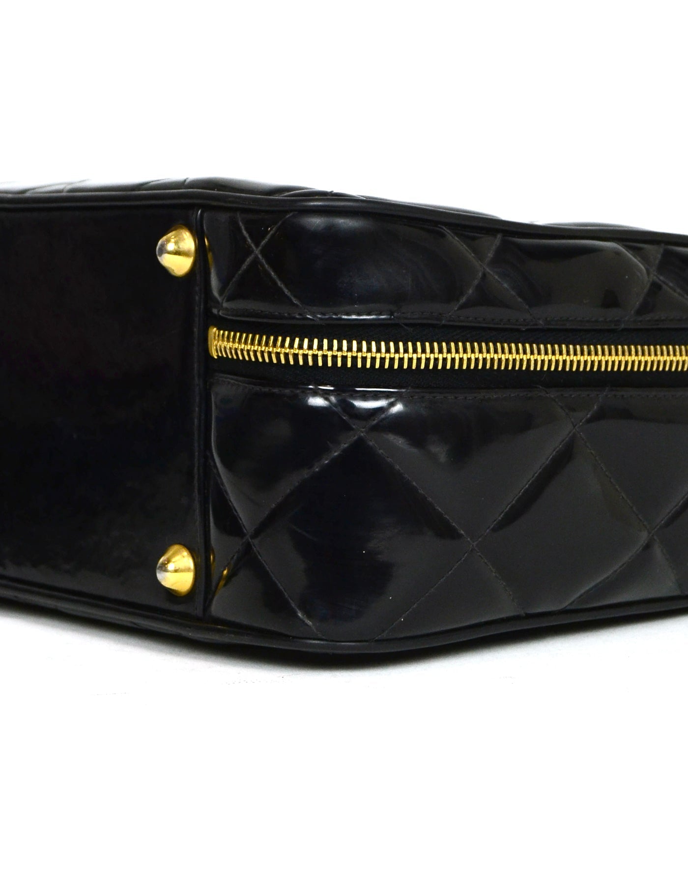 Chanel Black Patent ZIp Around Handbag - Rovelle Bags