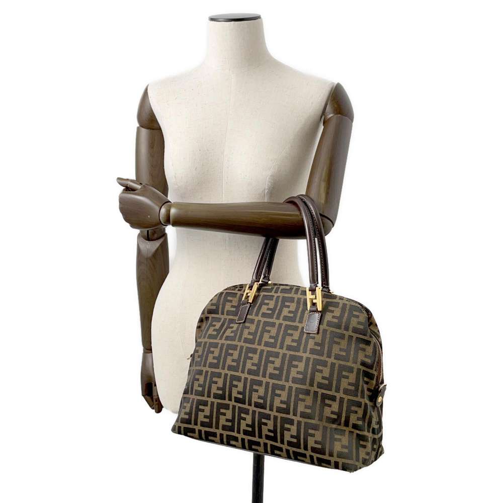 FENDI Zucca Tote Bag Khaki/Brown Canvas Leather