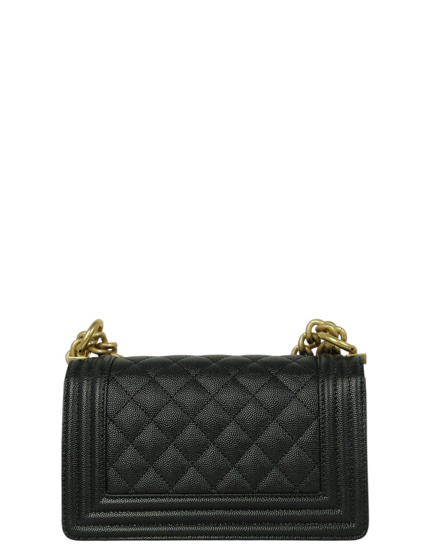 Chanel Black Caviar Leather Small Boy Handbag - Rovelle Bags