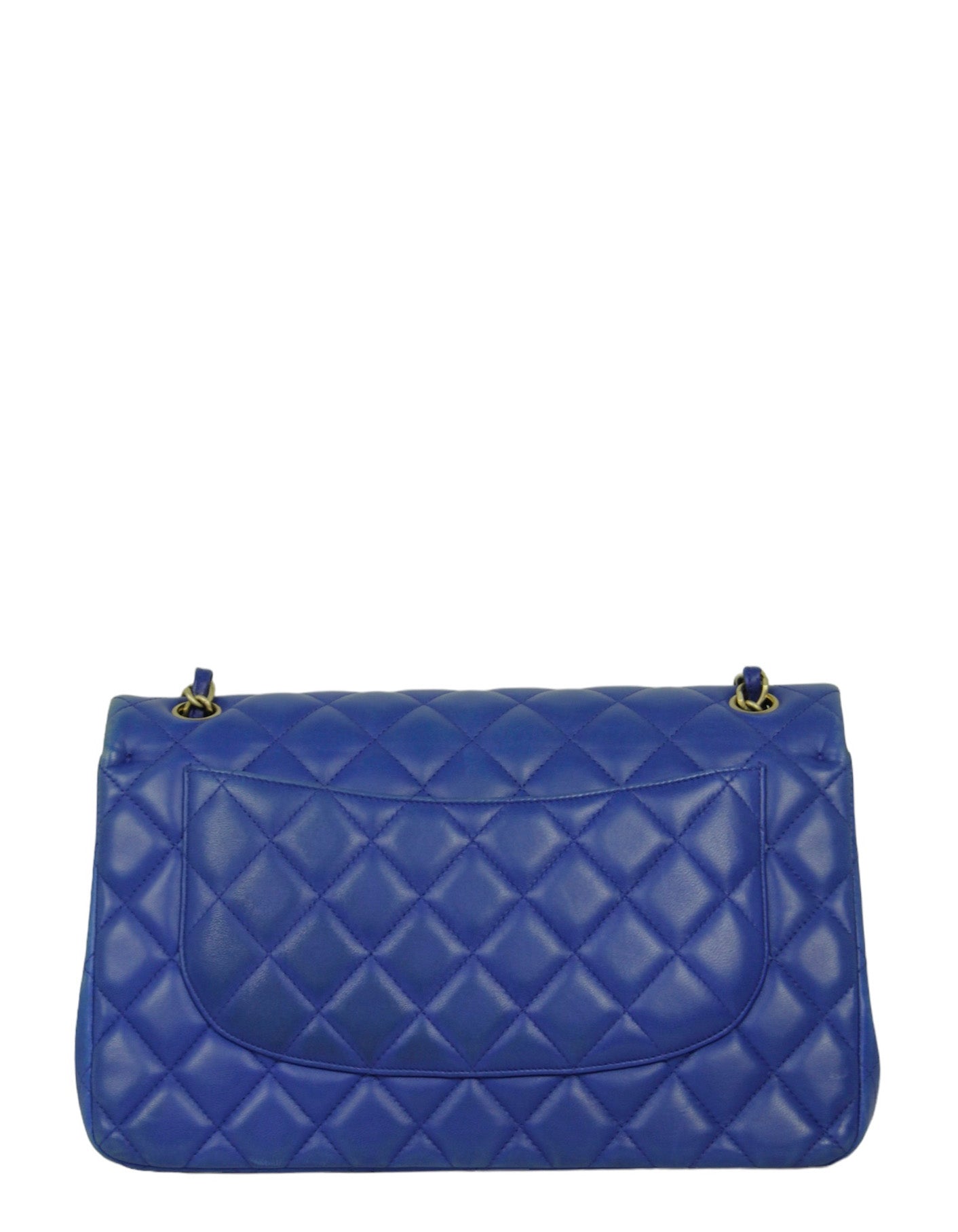 Chanel Blue Lambskin Double Flap Jumbo Flap Bag - Rovelle Bags