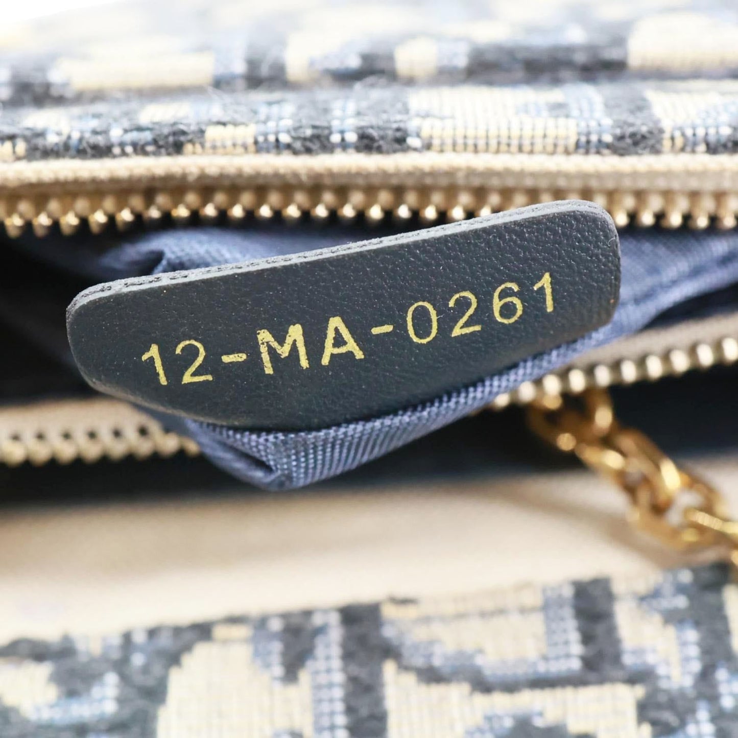 CHRISTIAN DIOR Saddle Oblique Jacquard Pouch Wallet On Chain Navy Blue