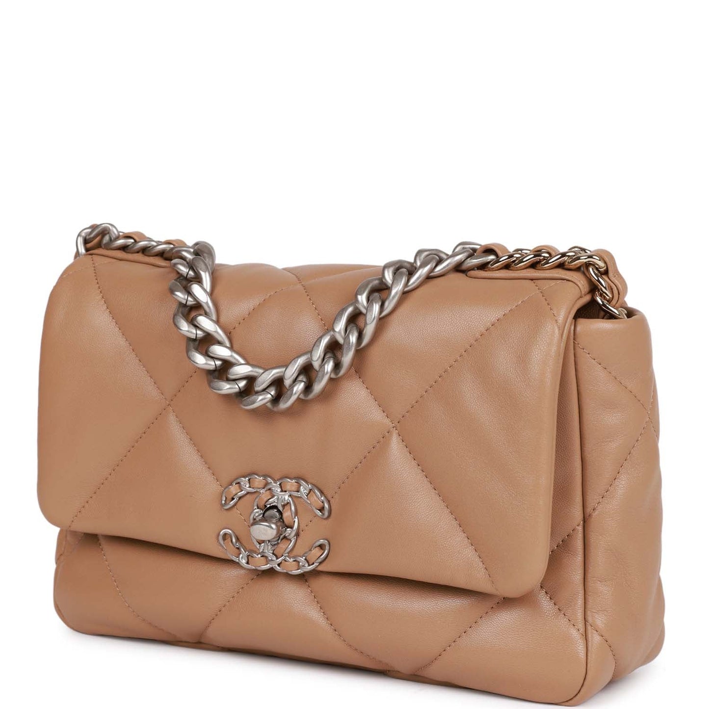 Chanel Medium 19 Flap Bag Dark Beige Calfskin Mixed Hardware