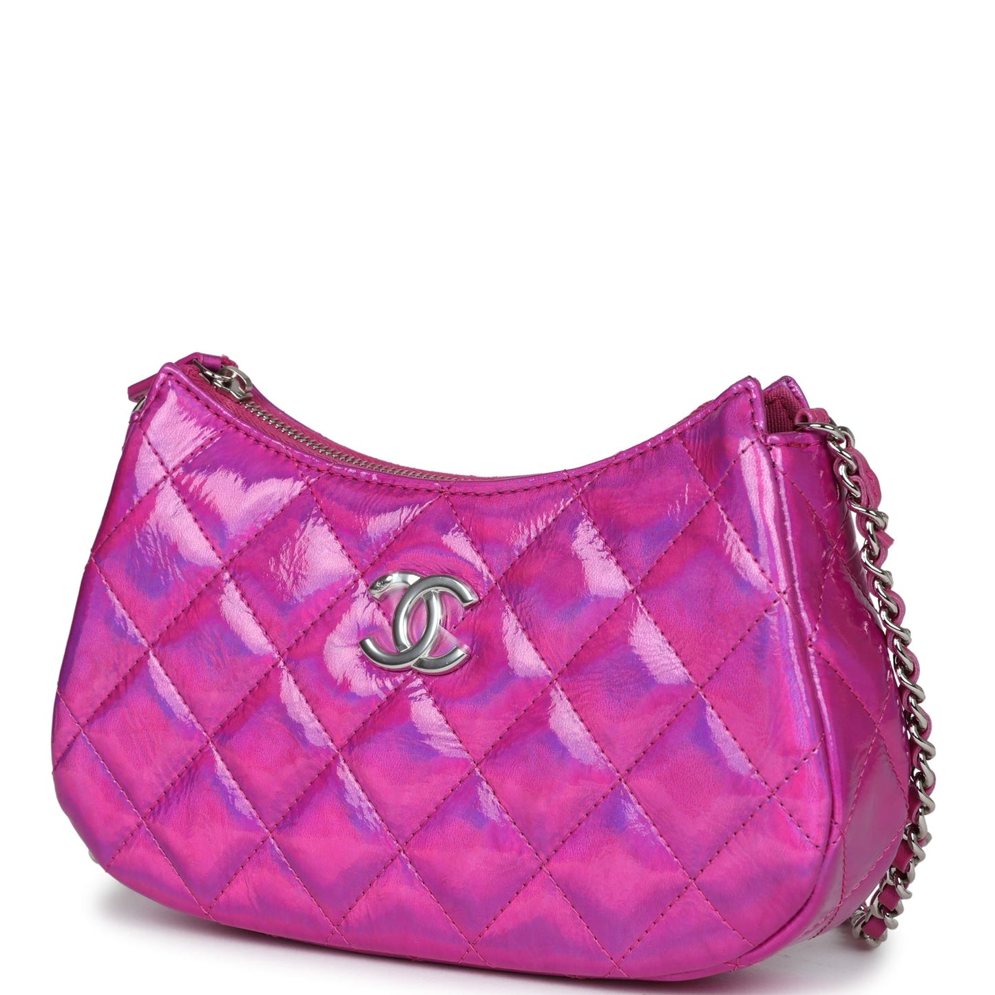Chanel Mini Hobo Bag Pink Metallic Goatskin Silver Hardware