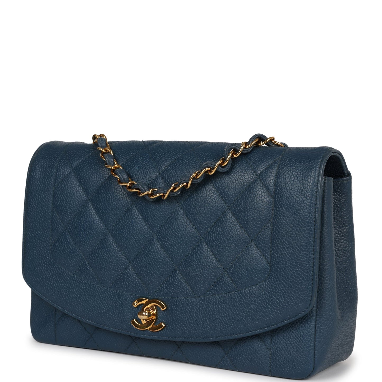 Chanel Medium Diana Flap Bag Blue Caviar Gold Hardware