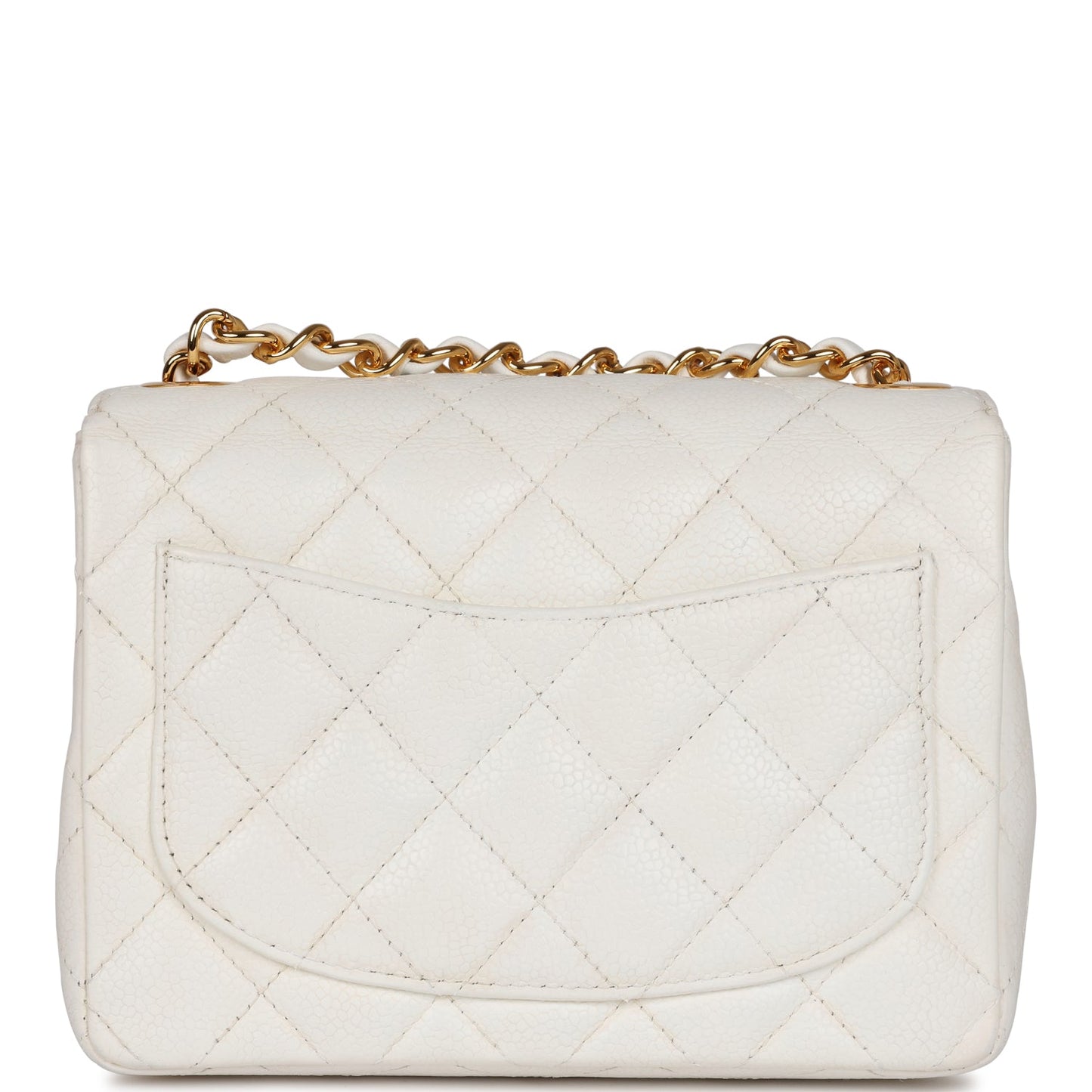 Chanel Mini Square Flap White Caviar Gold Hardware