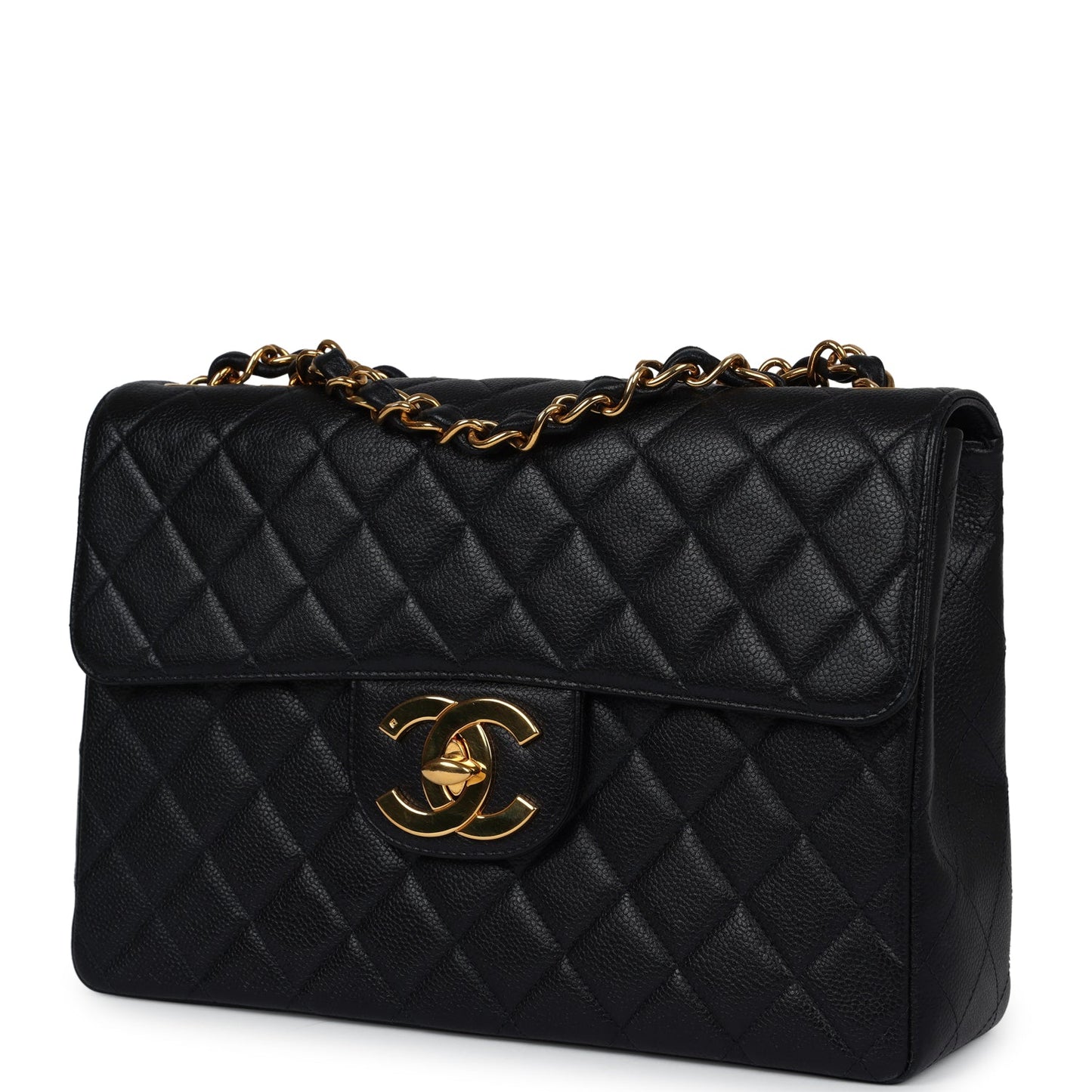 Chanel Jumbo Single Flap Bag Black Caviar Gold Hardware