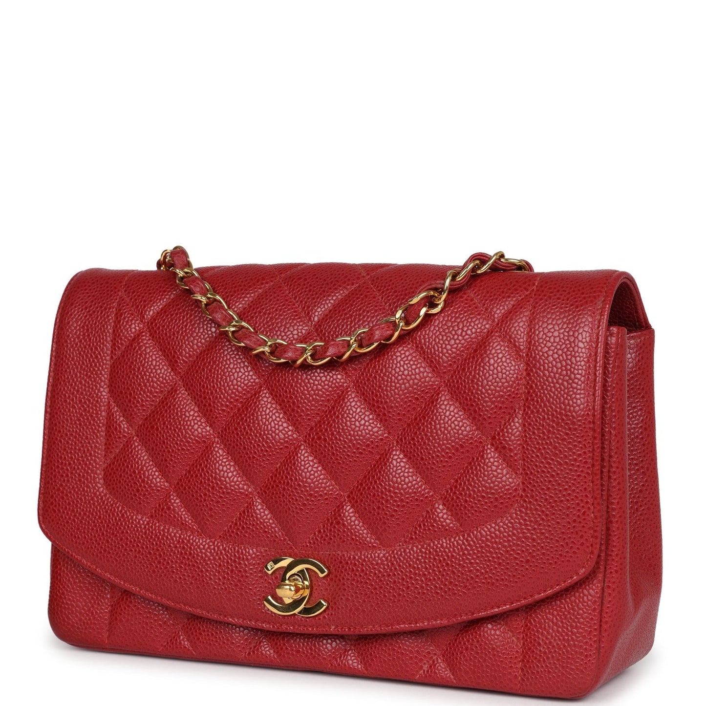 Chanel Medium Diana Flap Bag Red Caviar Gold Hardware