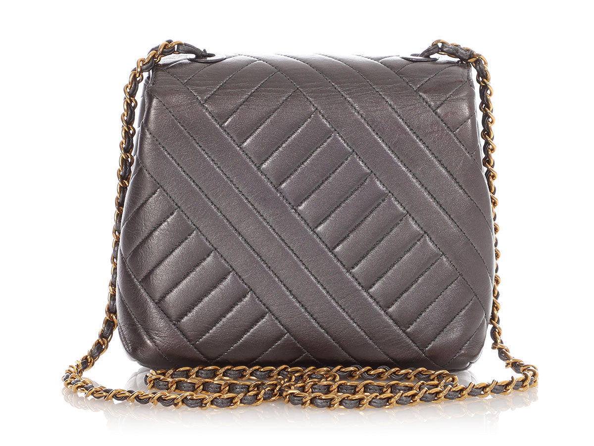 Chanel Mini Pewter Quilted Lambskin Flap