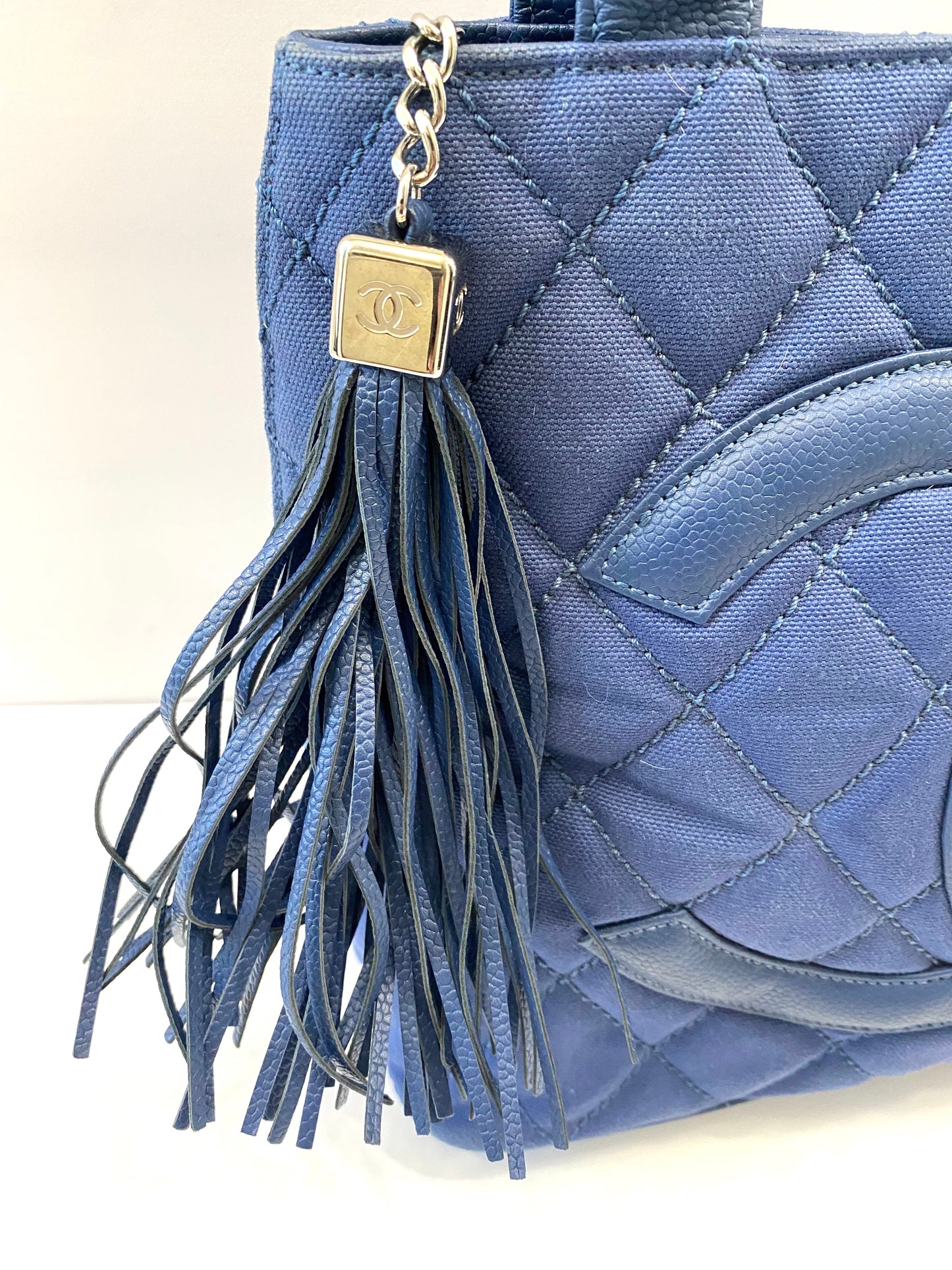 Chanel QUILTED CANVAS CAVIAR Tote Bag - Rovelle Bags
