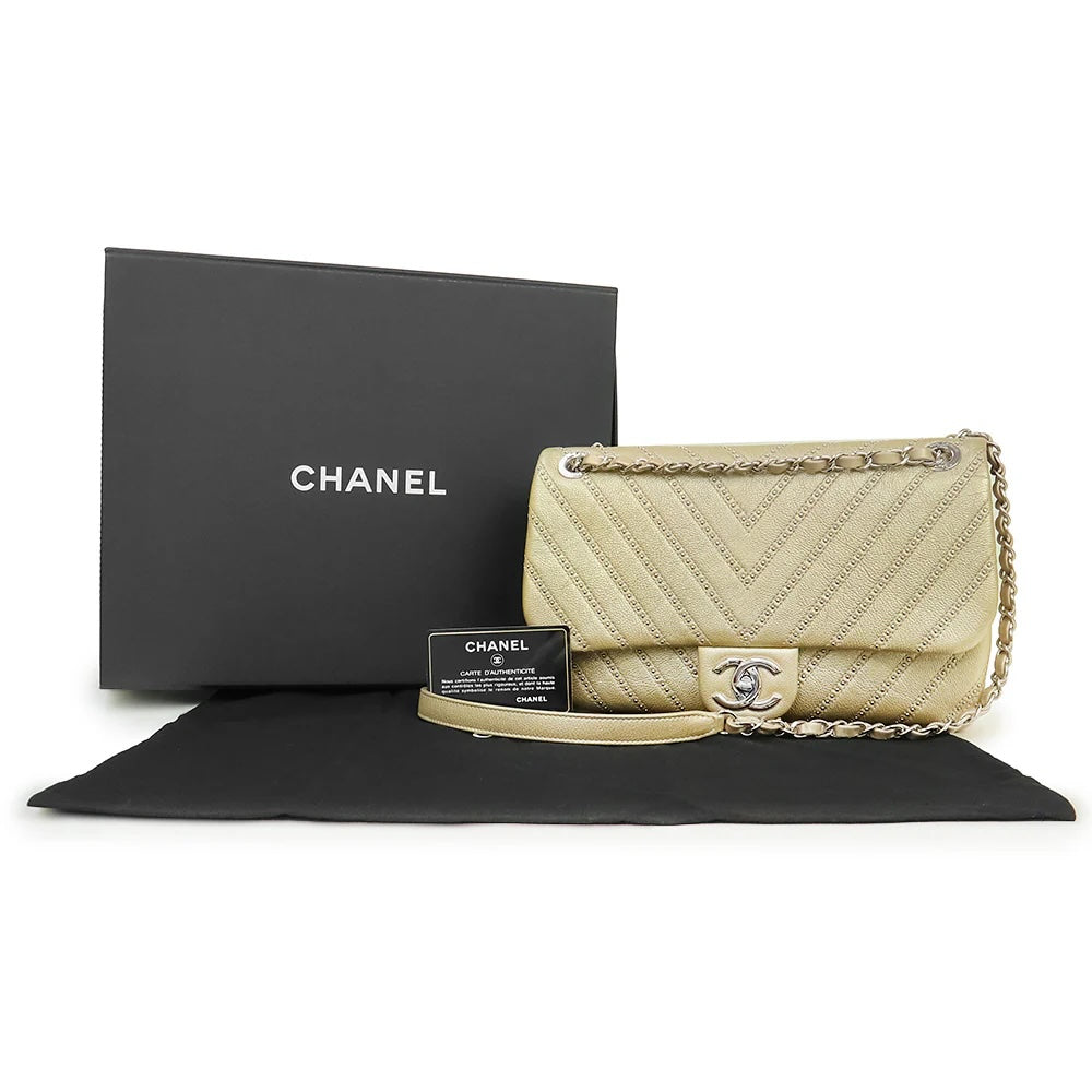 Chanel CHEVRON QUILTED CALFSKIN Shoulder Bag - Rovelle Bags