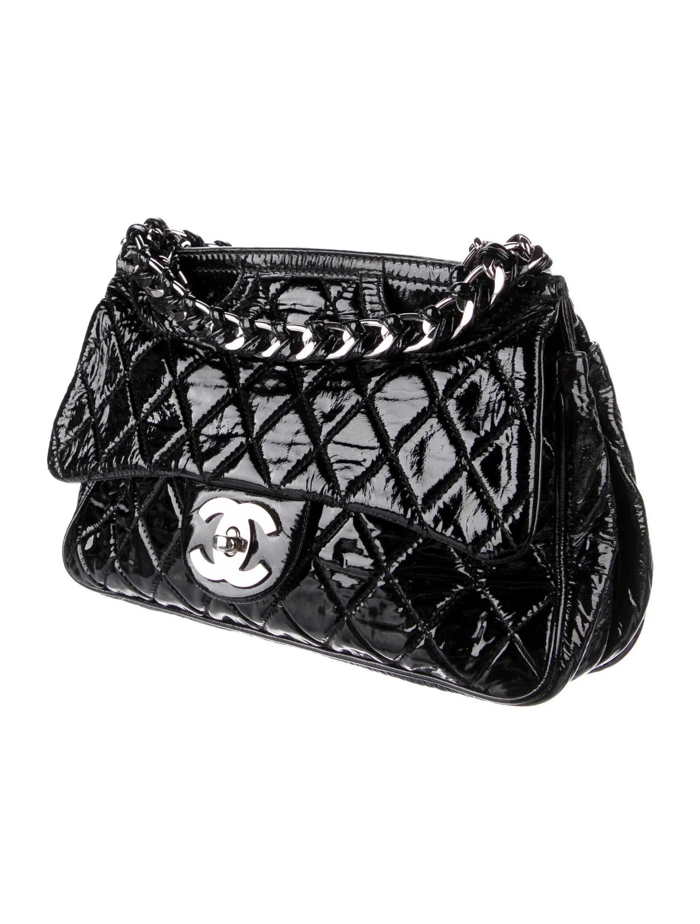 Chanel QUILTED PATENT LEATHER Flap Bag - Rovelle Bags