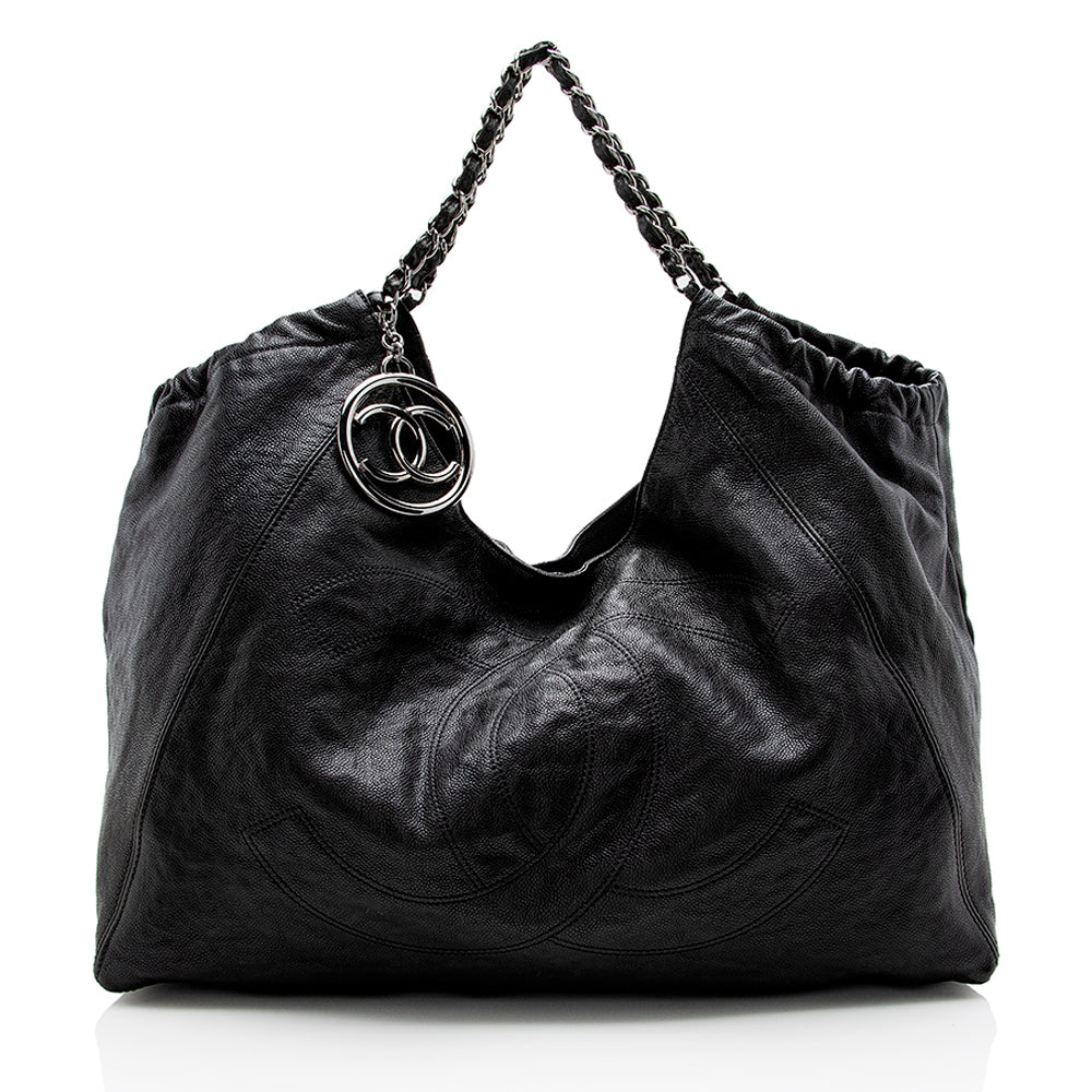 Chanel Quilted Leather CC Charm Hobo Shoulder Bag - Rovelle Bags