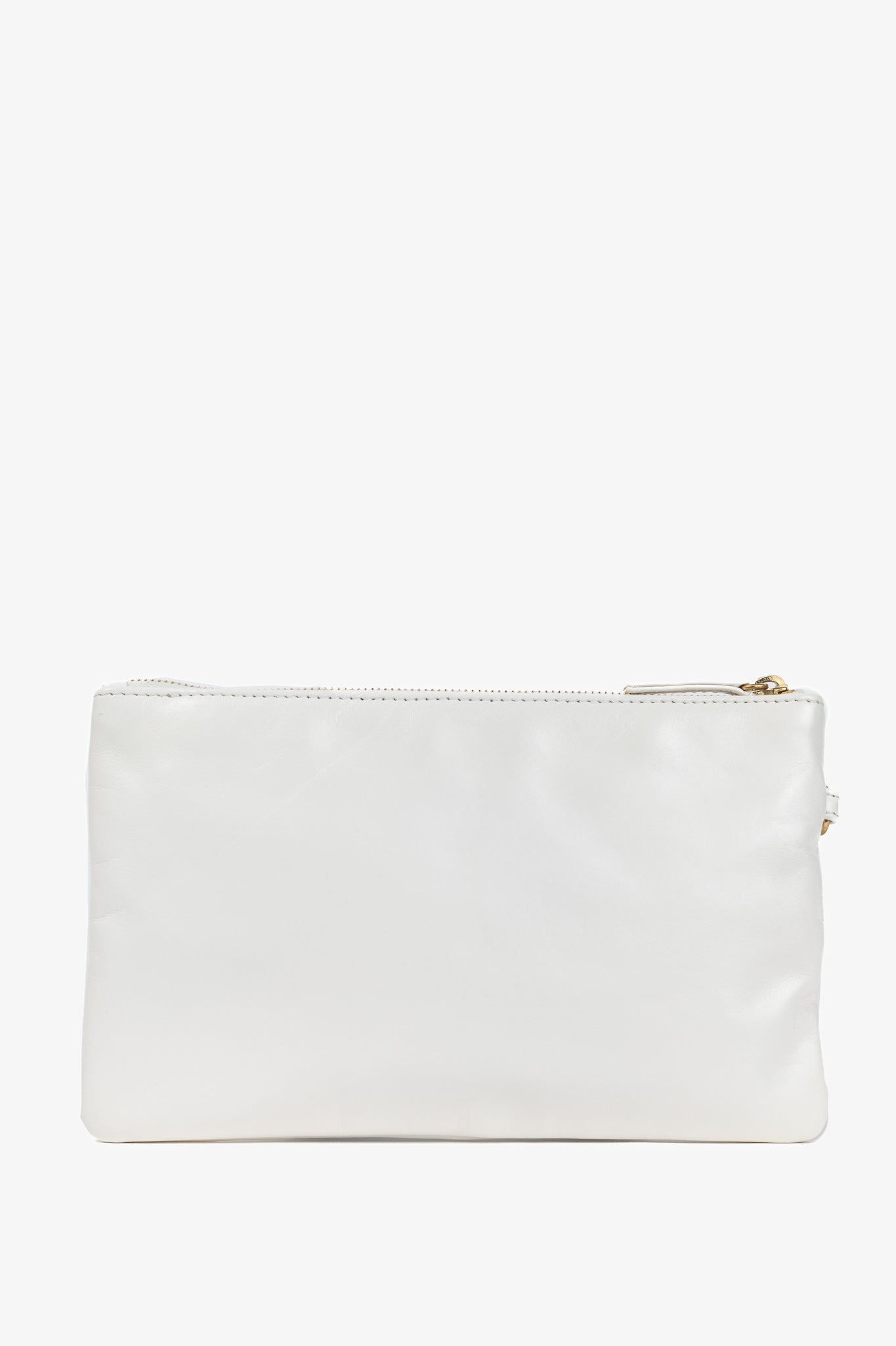 Chanel White Shiny Calfskin Logo Pouch Clutch Bag - Rovelle Bags