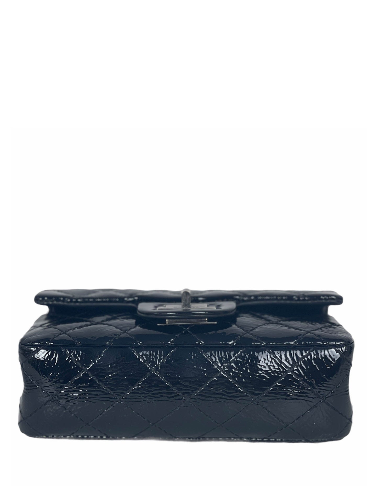 Chanel Black Aged Patent Leather 2.55 Clutch Bag - Rovelle Bags