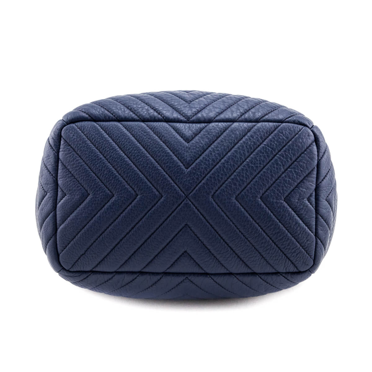 Chanel Blue Quilted Deerskin Chevron Medium Bucket Bag - Rovelle Bags
