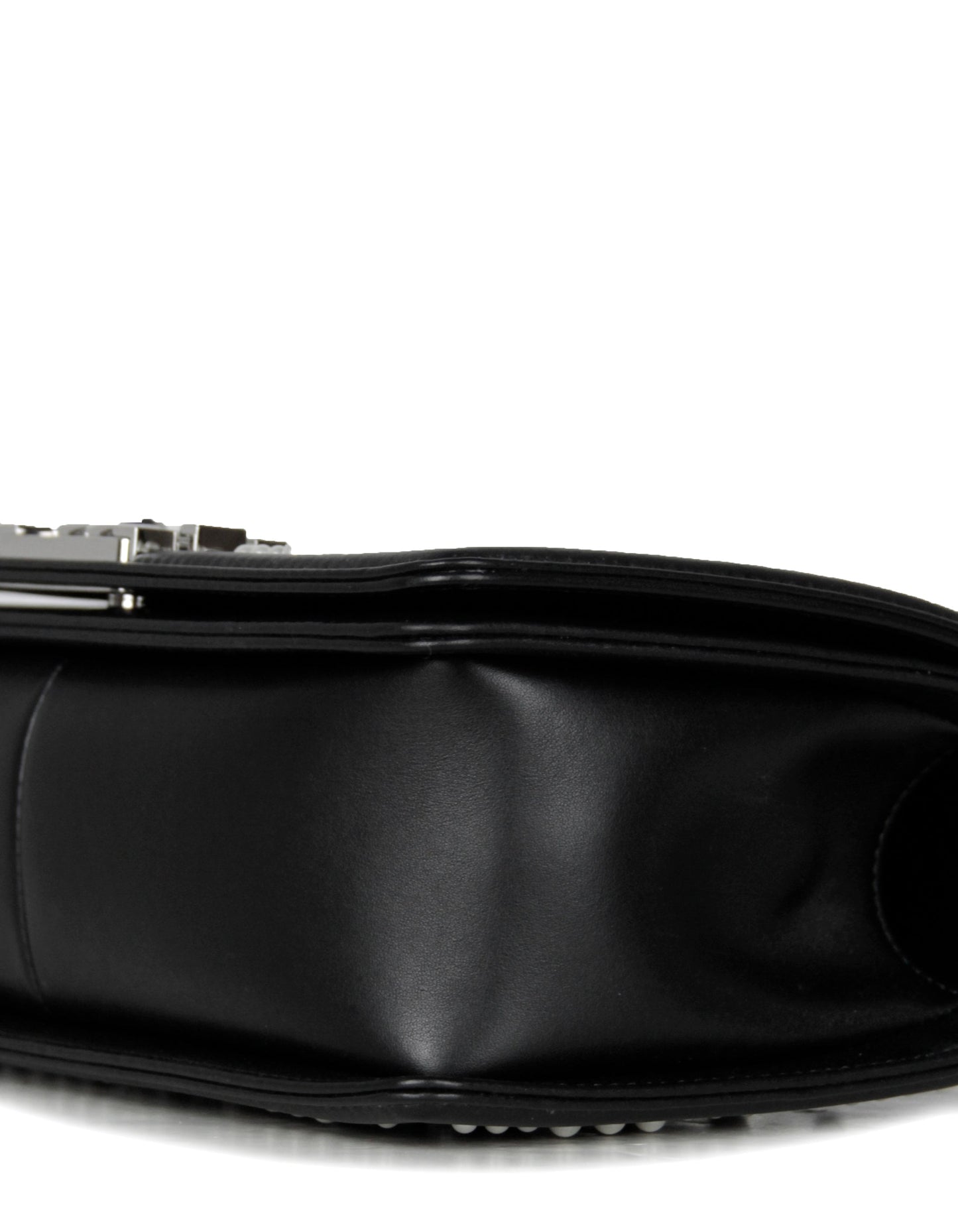 Chanel Black Calfskin Leather Chevron Pearl Handbag - Rovelle Bags