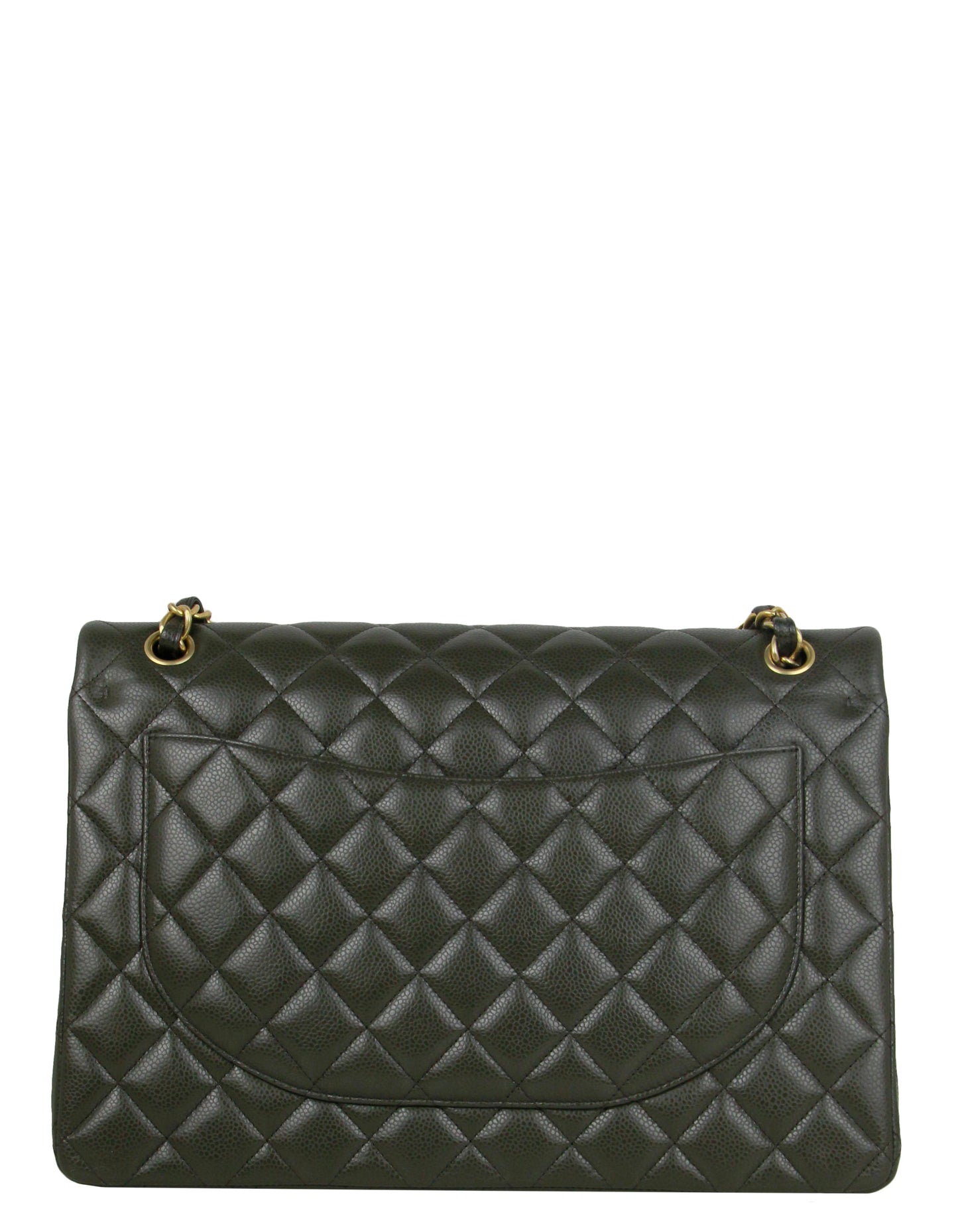 Chanel Dark Green Caviar Leather Double Flap Bag - Rovelle Bags