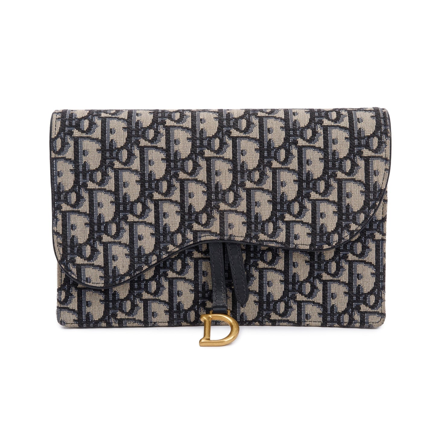 Christian Dior 2021 Oblique Jacquard Saddle Pouch with Chain