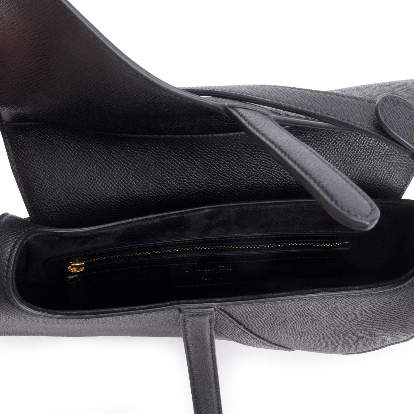 Christian Dior 2022 Black Grained Calfskin Leather Saddle Bag