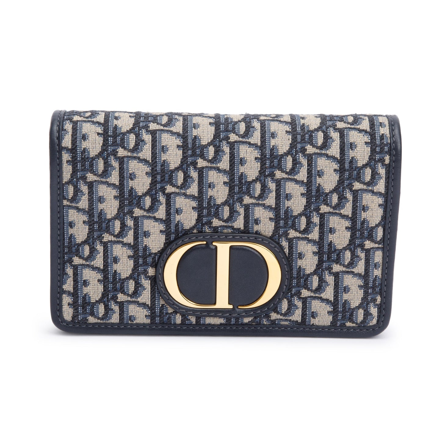 Christian Dior 2022 Navy Oblique 30 Montaigne 2-In-1 Pouch Bag