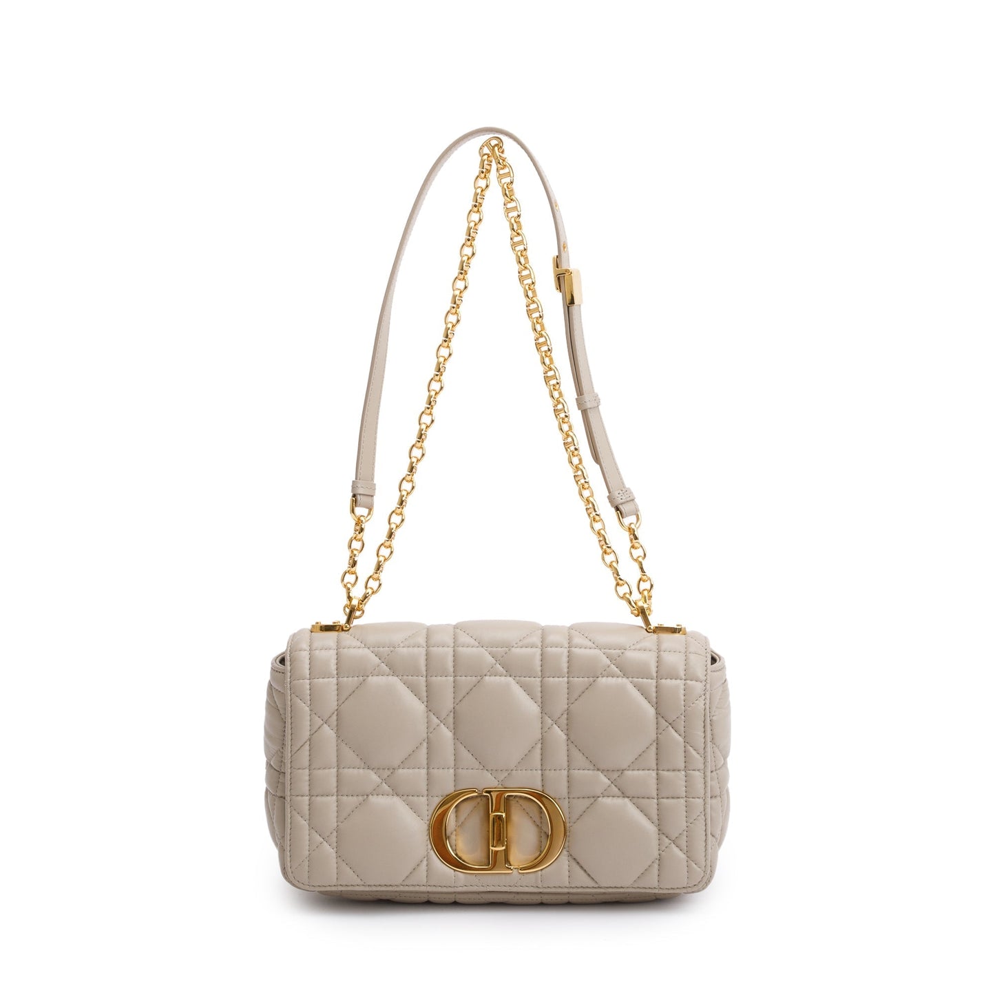 Christian Dior 2022 Taupe Supple Cannage Calfskin Leather Medium Dior Caro Bag