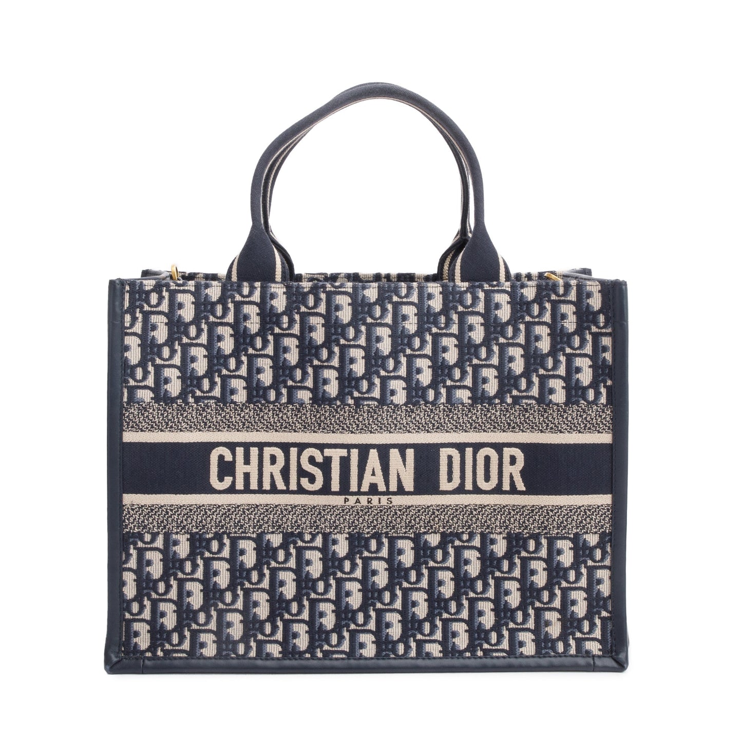 Christian Dior 2023 Navy Oblique Embroidered Medium Book Tote