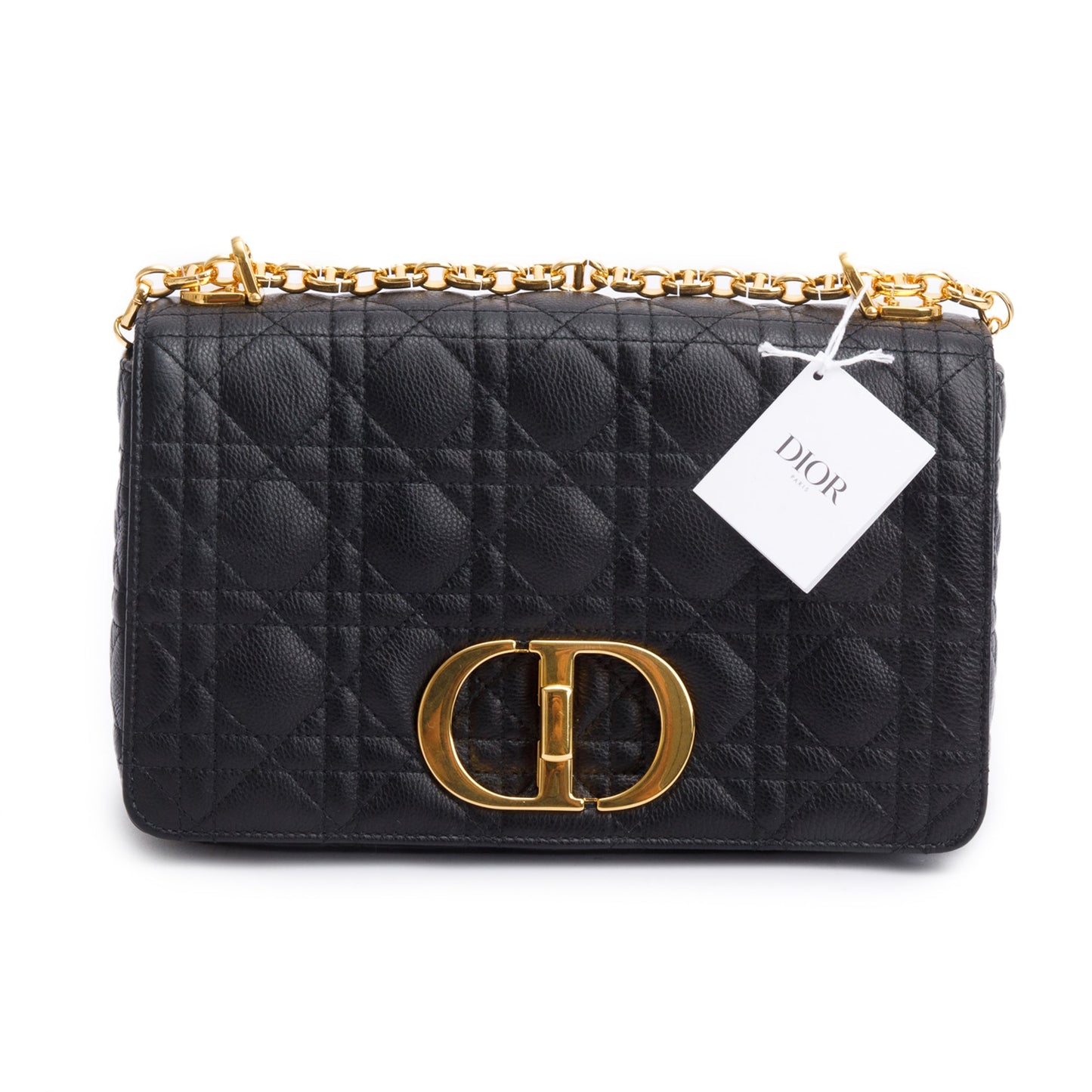 Christian Dior 2024 Black Supple Cannage Calfskin Leather Medium Dior Caro Bag