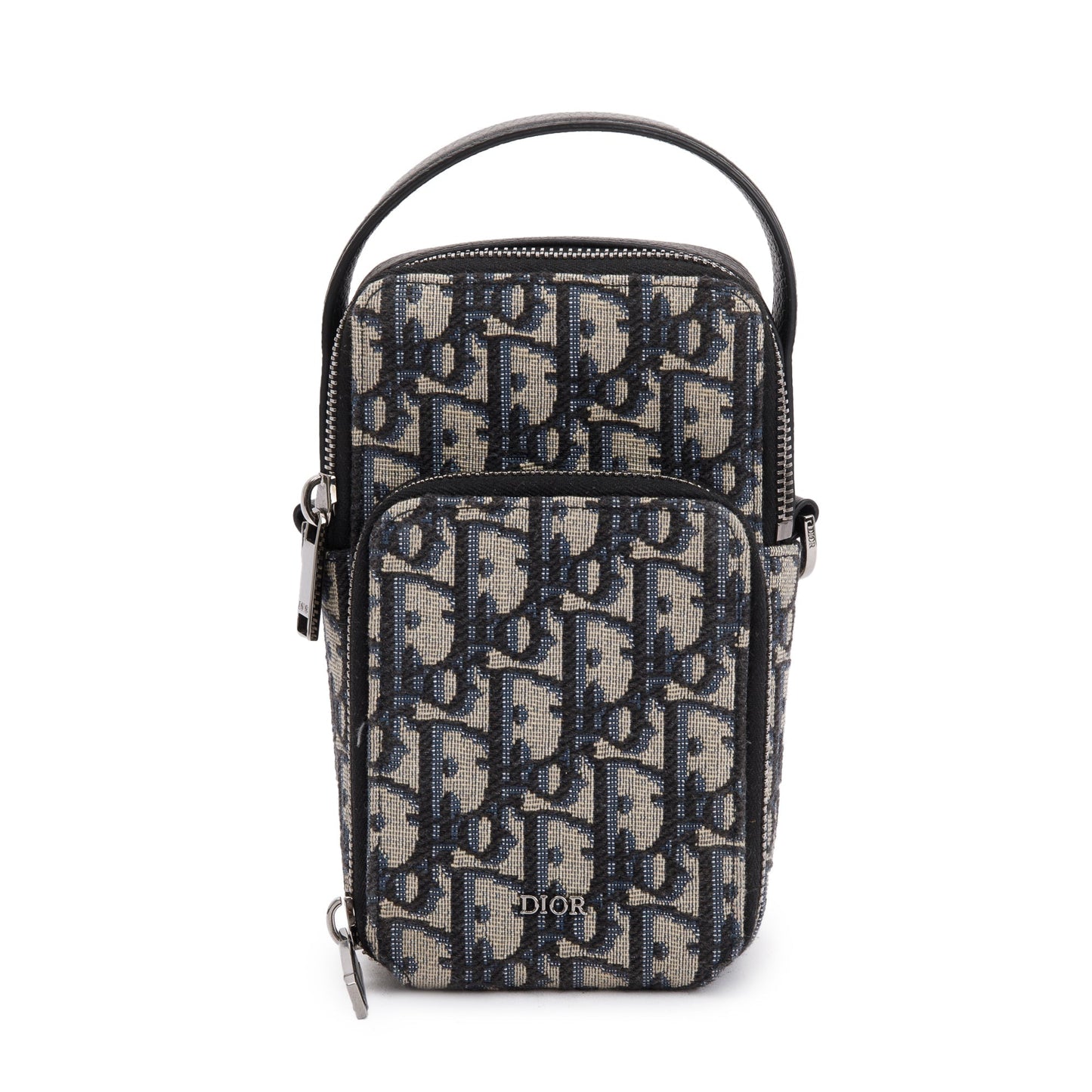 Christian Dior Men 2022 Beige & Black Oblique Jacquard Micro Rider Crossbody Pouch