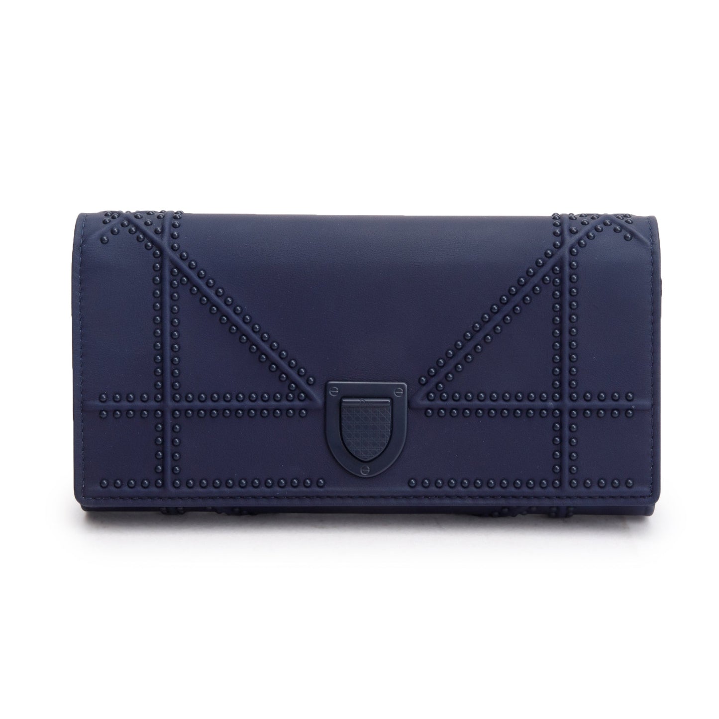 Christian Dior Navy Ultra Matte Calfskin Leather Studded Croisiere Diorama Wallet on Chain