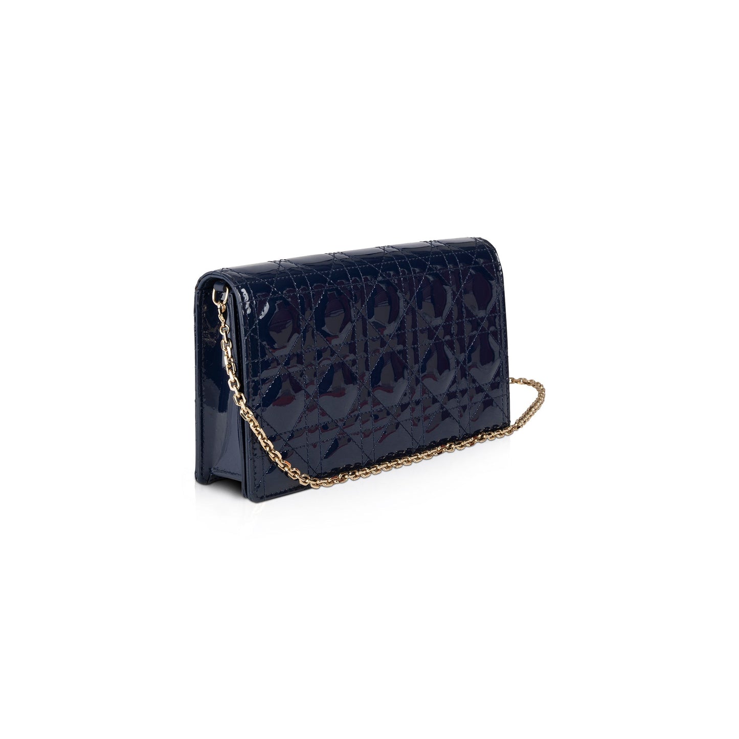Christian Dior Patent Cannage Leather Lady Dior Chain Pouch