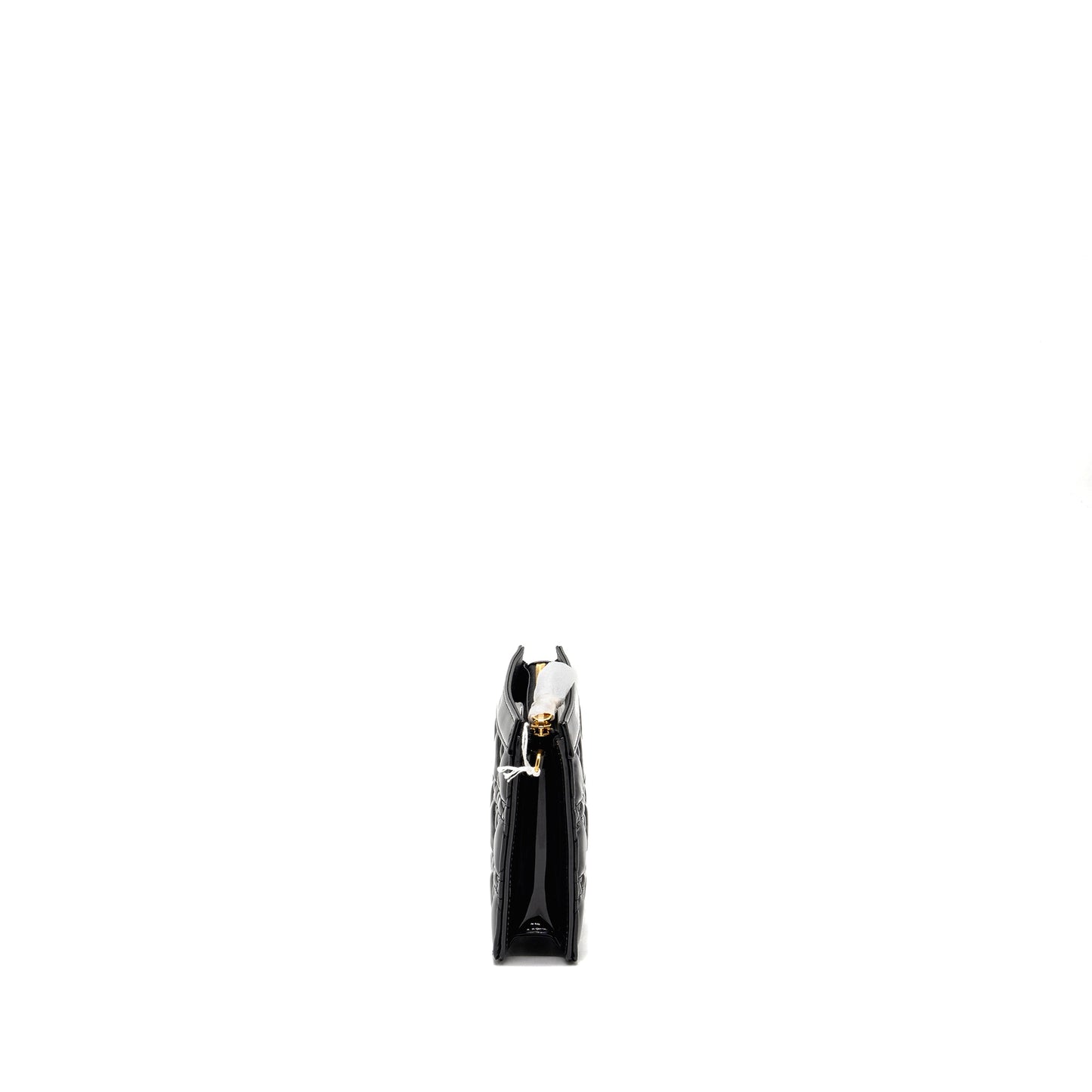 Dior Caro Pouch with Chain Patent Calfskin Black