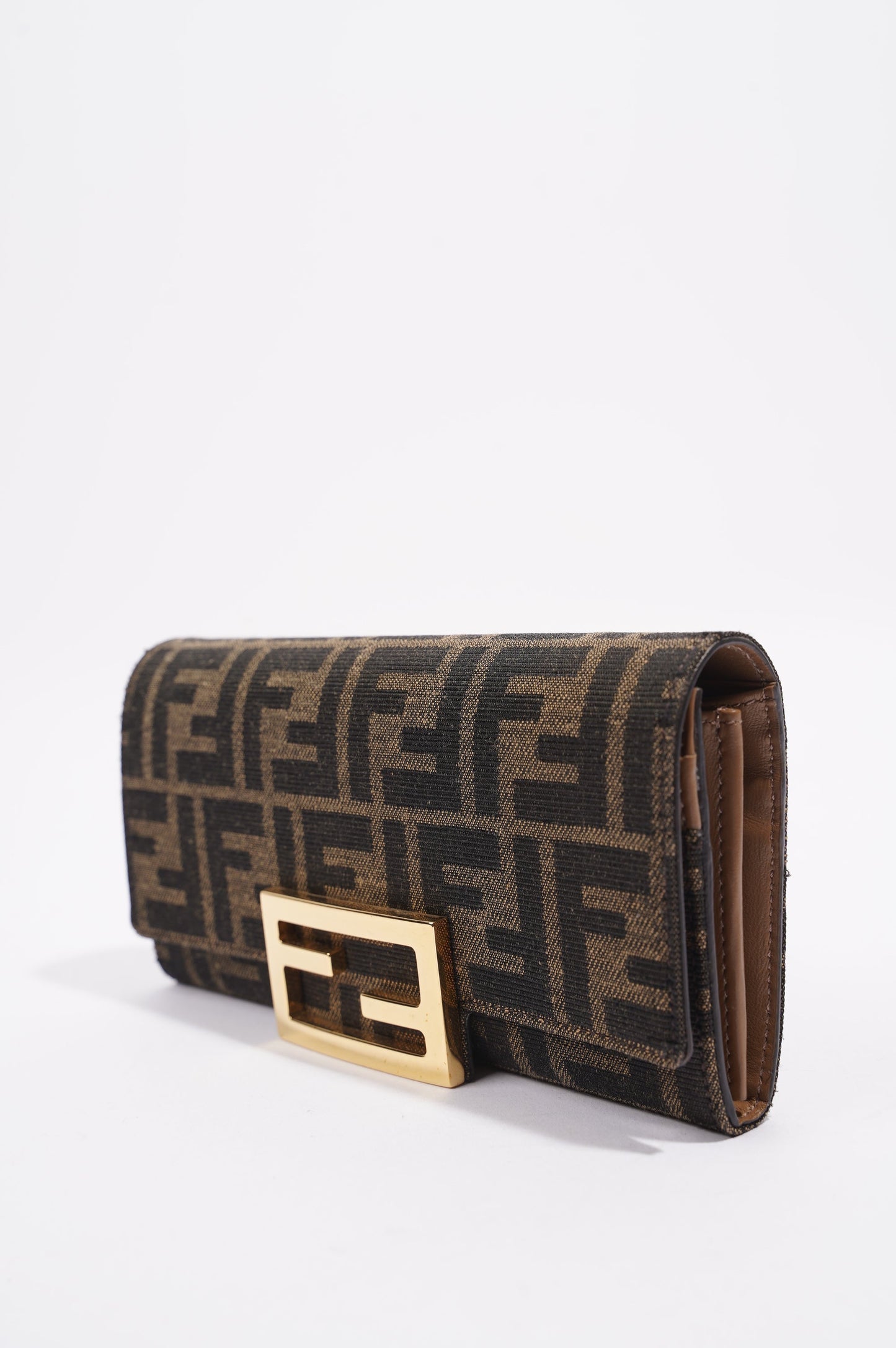 Fendi Womens Continental With Chain Monogram Canvas