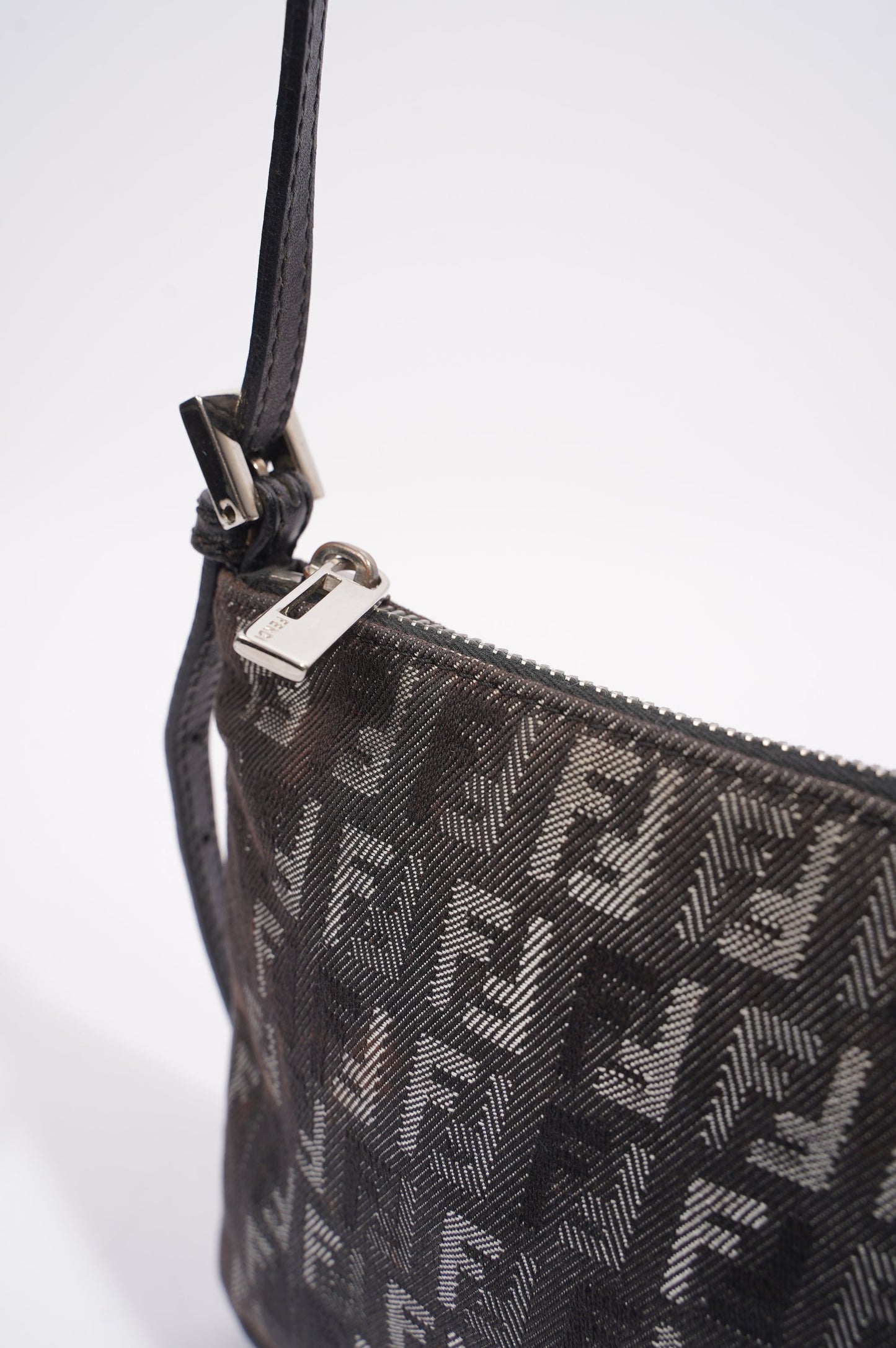 Fendi Womens Zucchino Bag Black Canvas