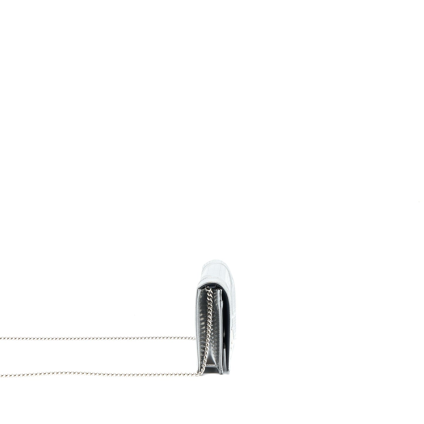 Dior Diorama Wallet On Chain Patent Metallic Silver