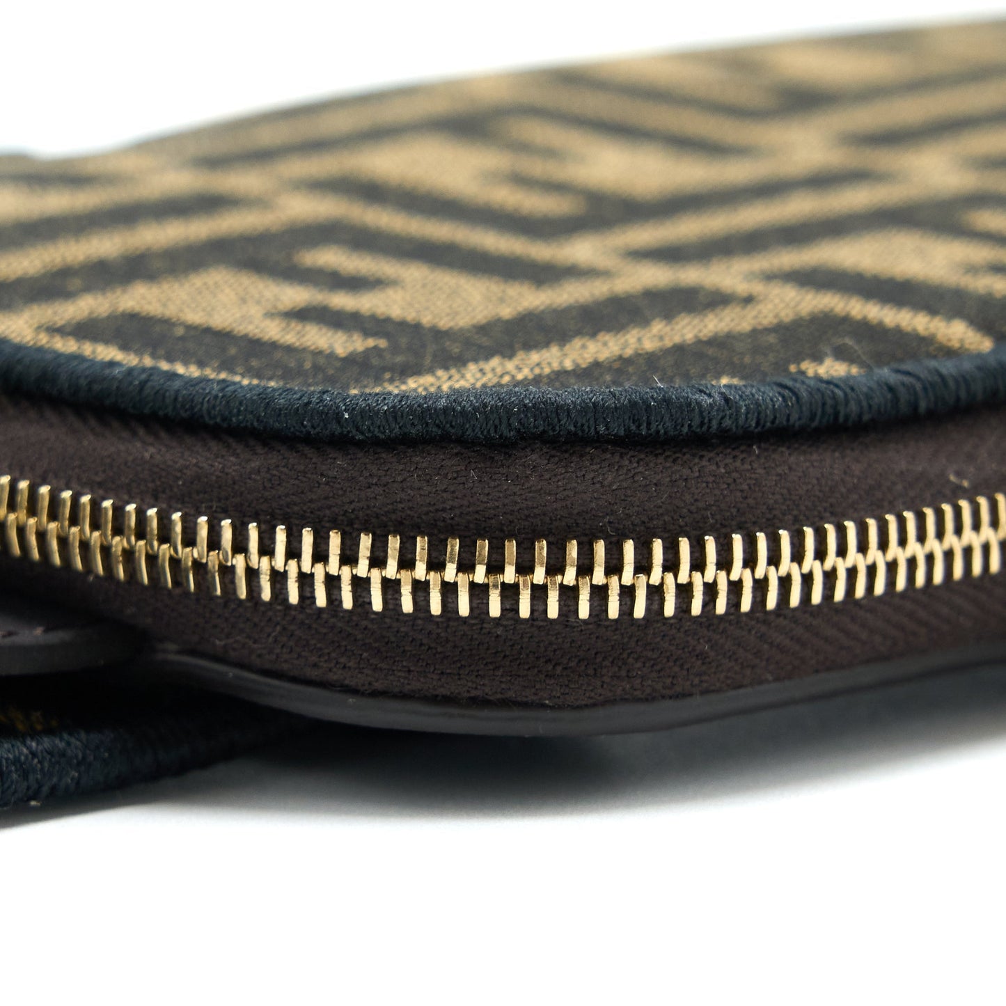 Fendi Purse Strap with Phone Pouch Jacquard Canvas Brown