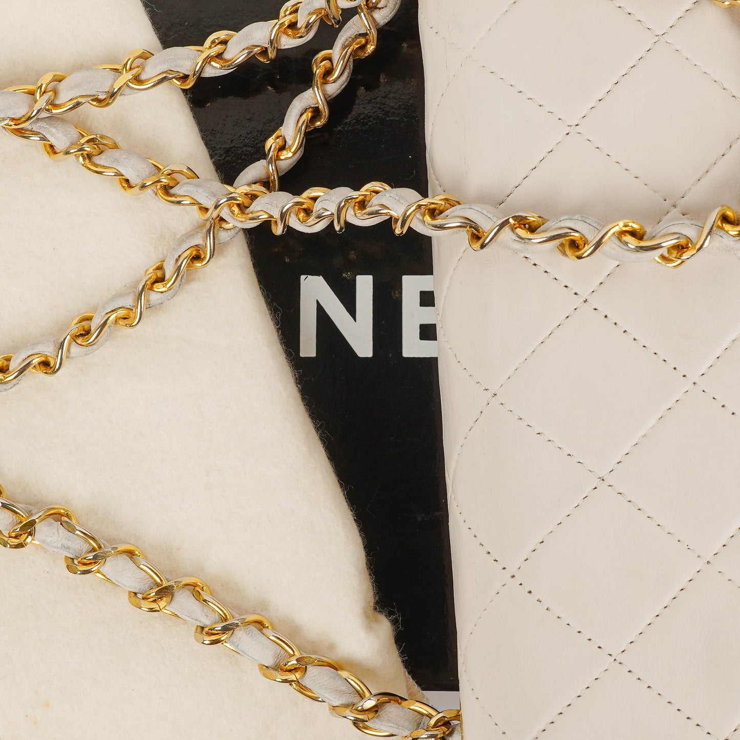 Chanel Small Classic White Quilted Lambskin Full Flap With 24K Gold-Plated Hardware
