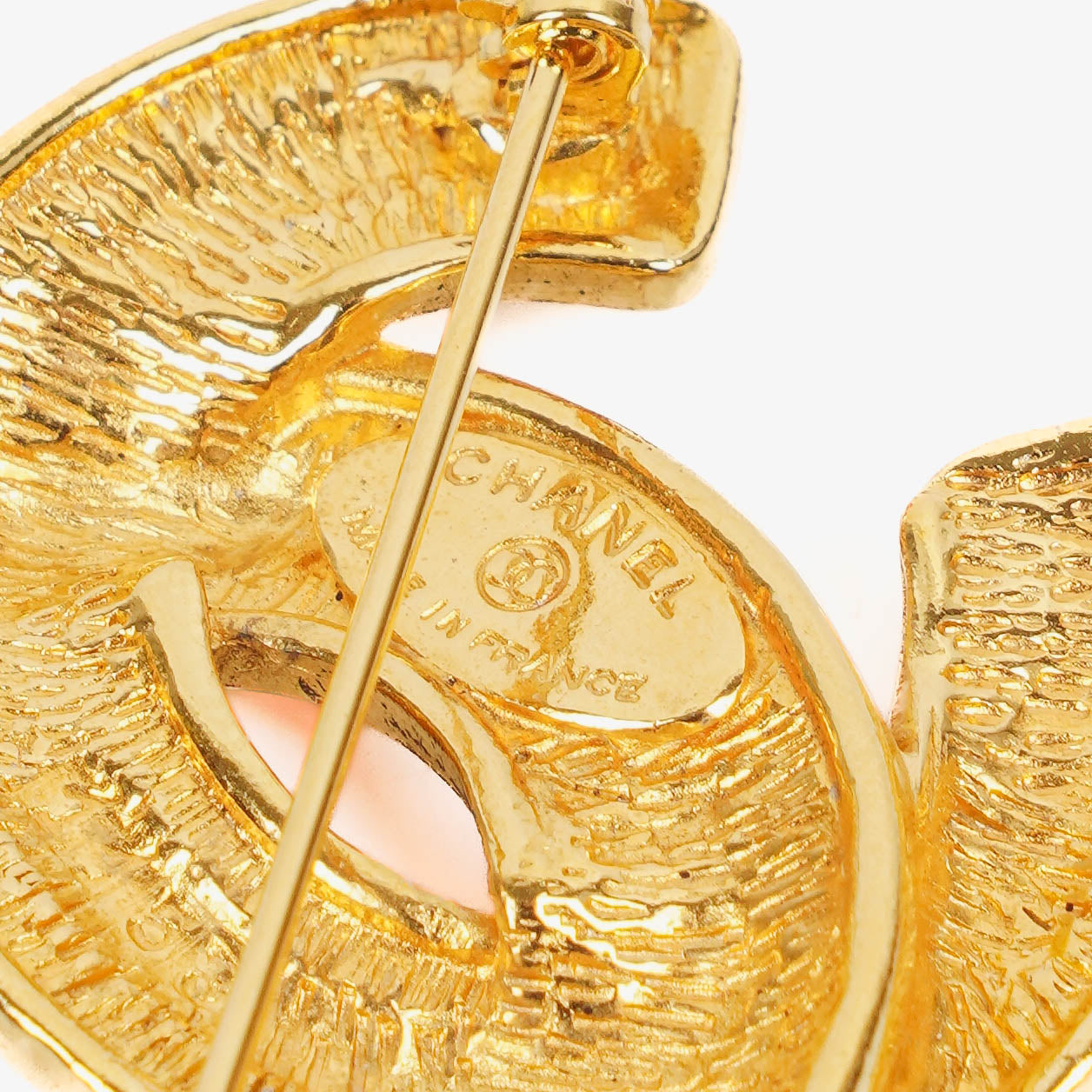 Chanel CC Gold-Tone Metal Quilted Brooch