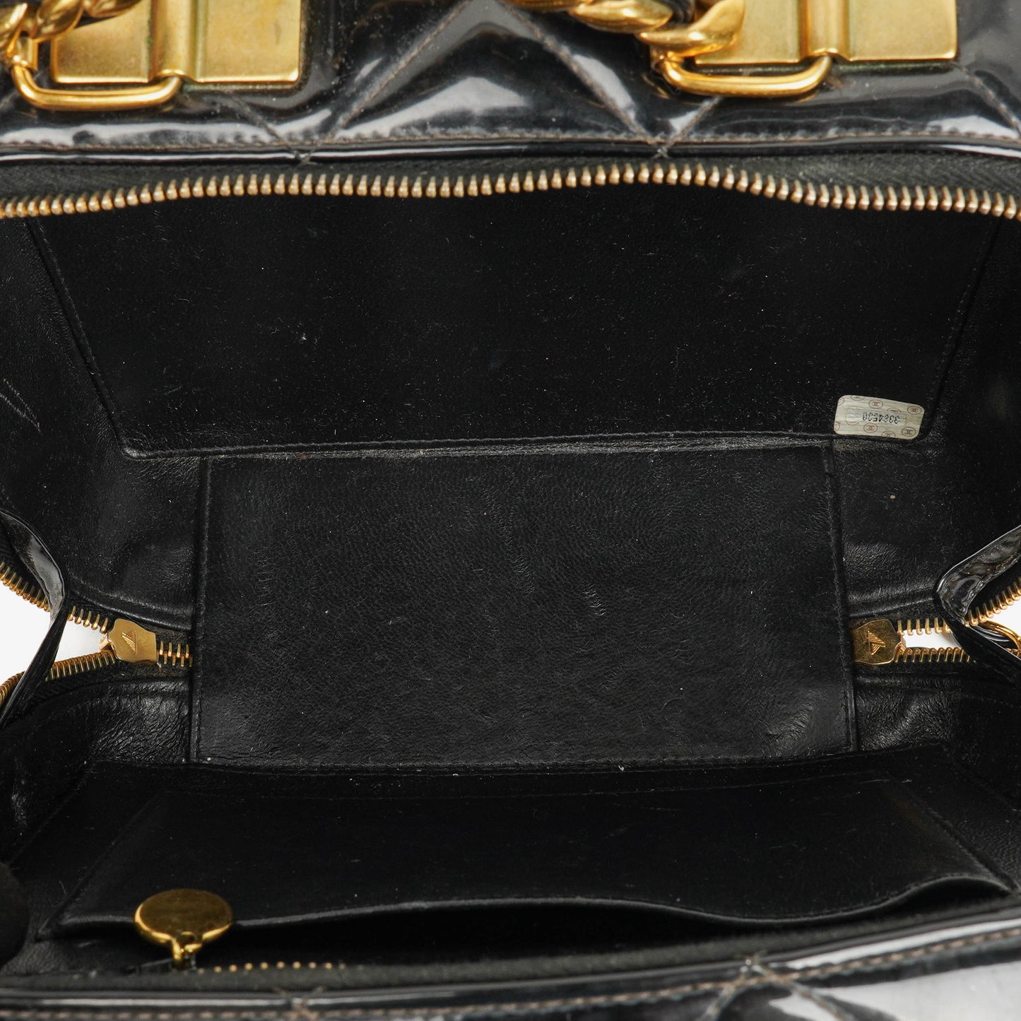 Chanel Lunch Box Black Quilted Patent Leather Tote Bag