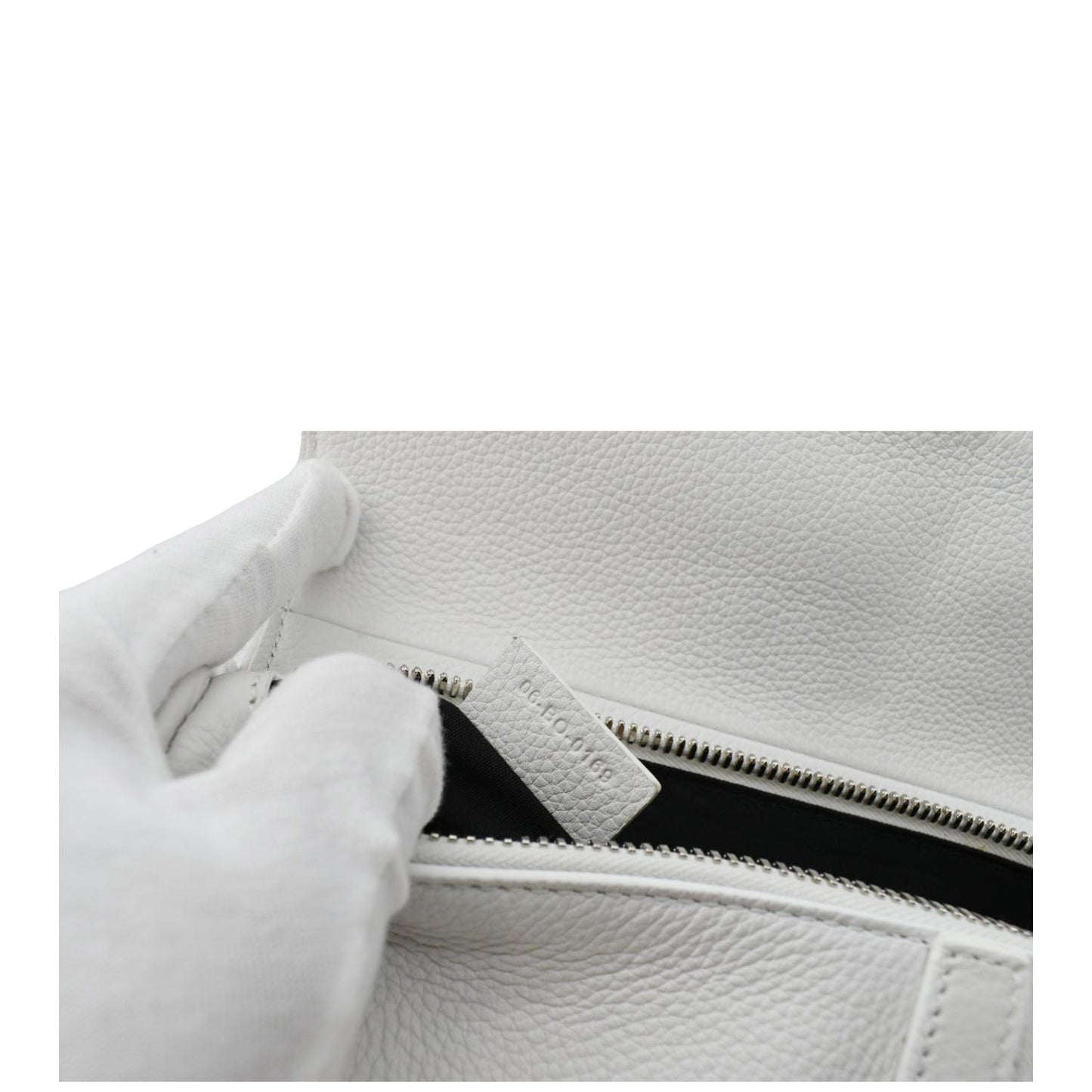 CHRISTIAN DIOR Mens Saddle Grained Calfskin Leather Satchel Bag White