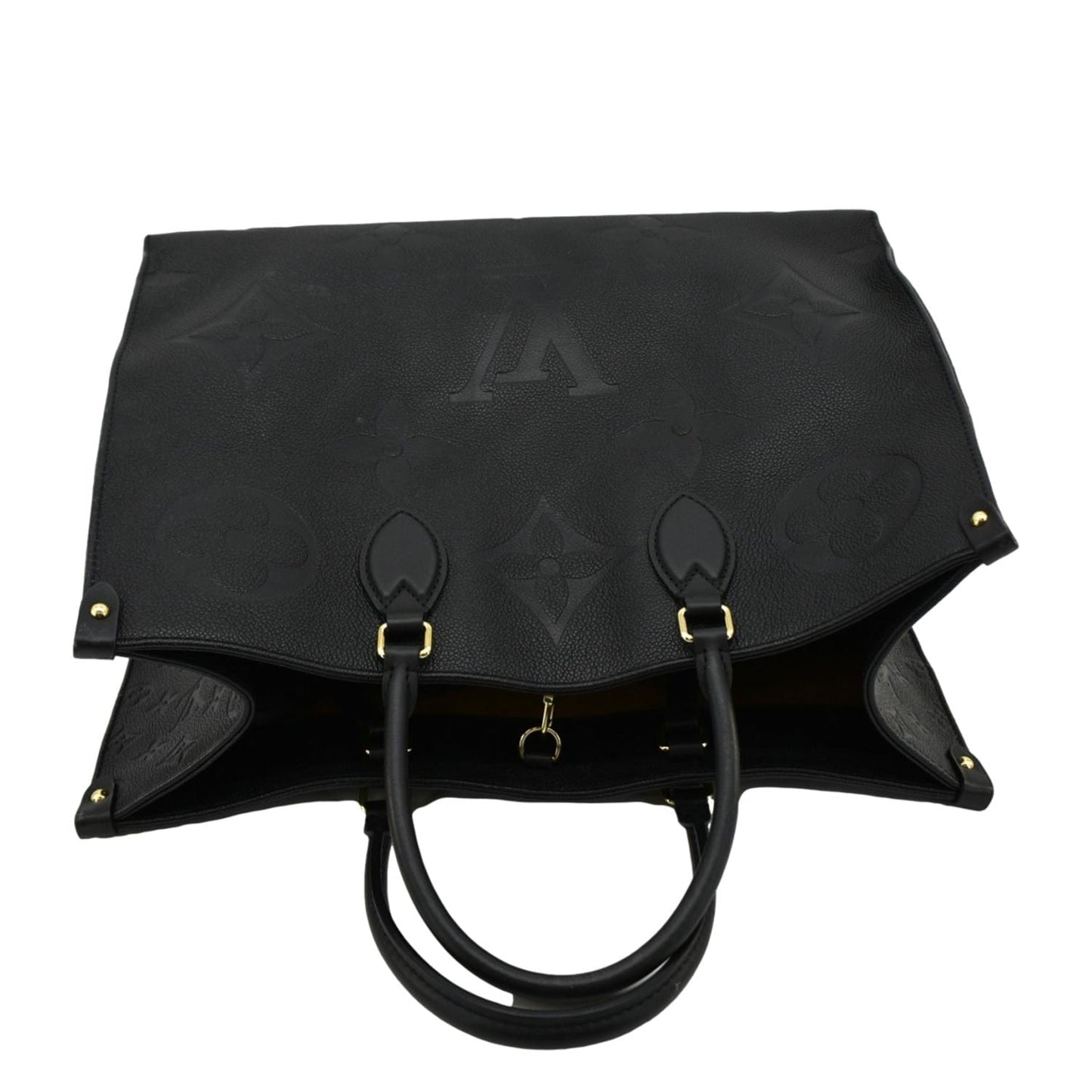 LOUIS VUITTON Onthego GM Monogram Empreinte Leather Tote Bag Black