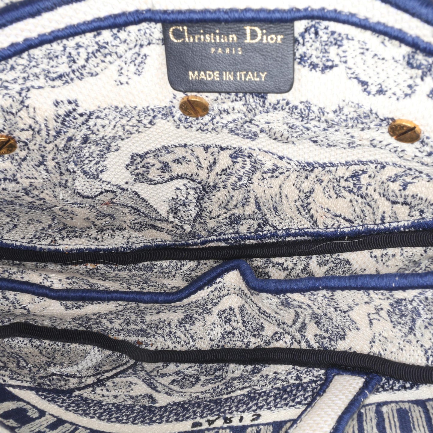 Dior Canvas Embroidered Toile de Jouy Saddle Bag