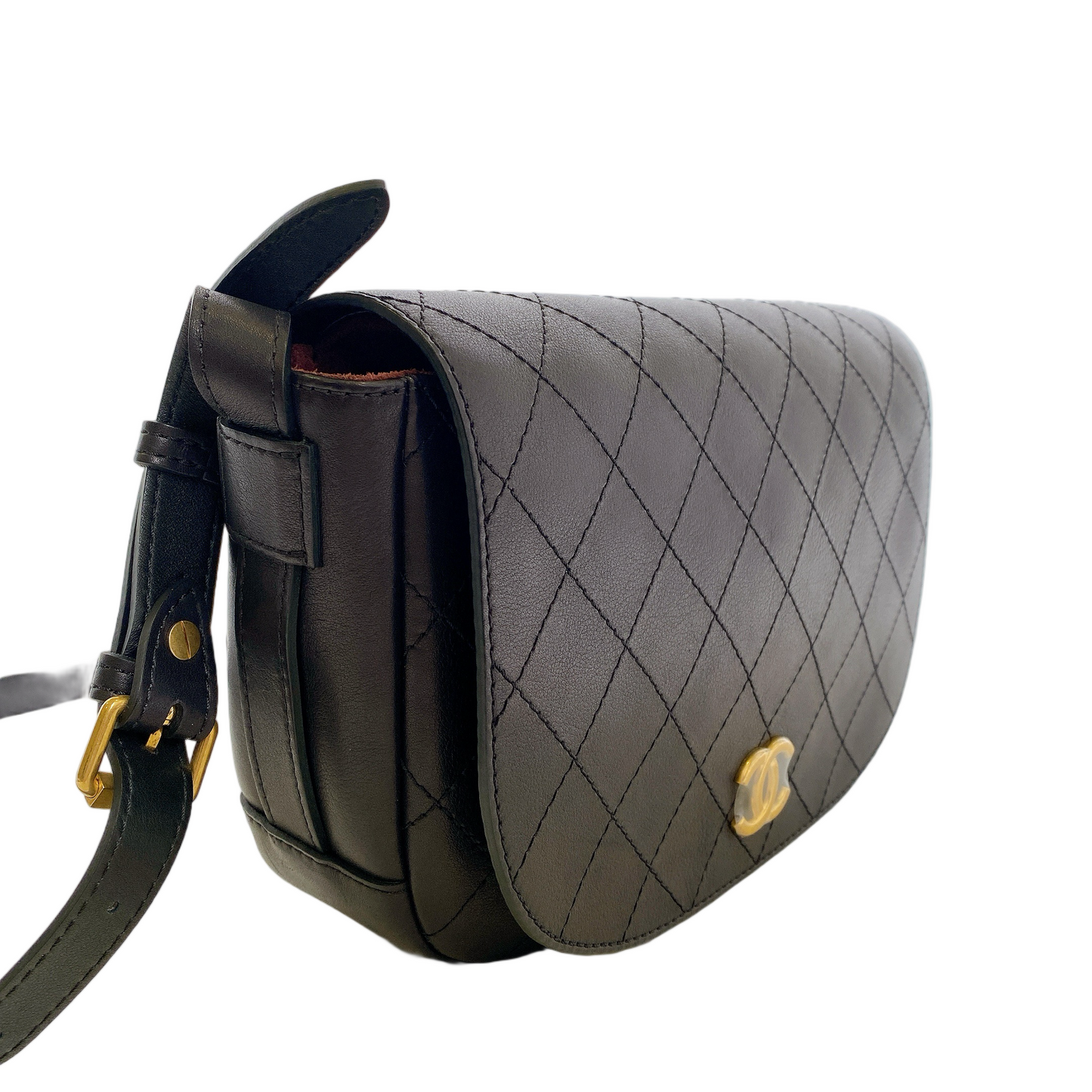 Chanel CC BLACK SADDLE TYPE MESSENGER Handbag - Rovelle Bags