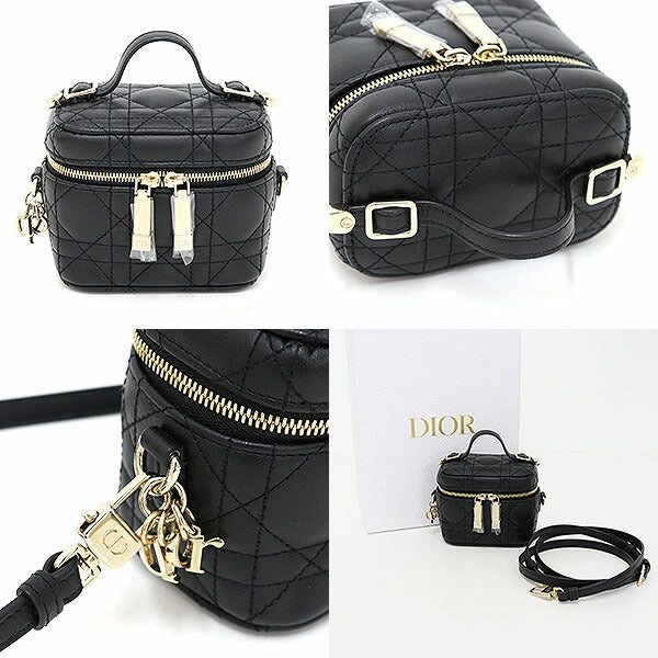 Dior Shoulder Bag S09350NMJ lambskin black LADY DIOR Micro Vanity