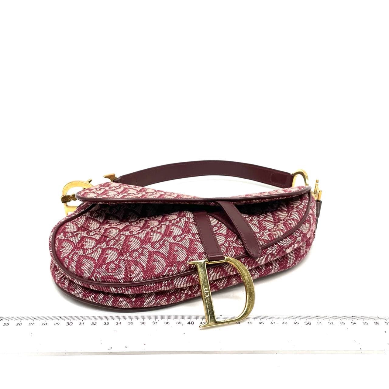 Dior Saddle Medium Red Burgundy Monogram Oblique Shoulder Bag 2002