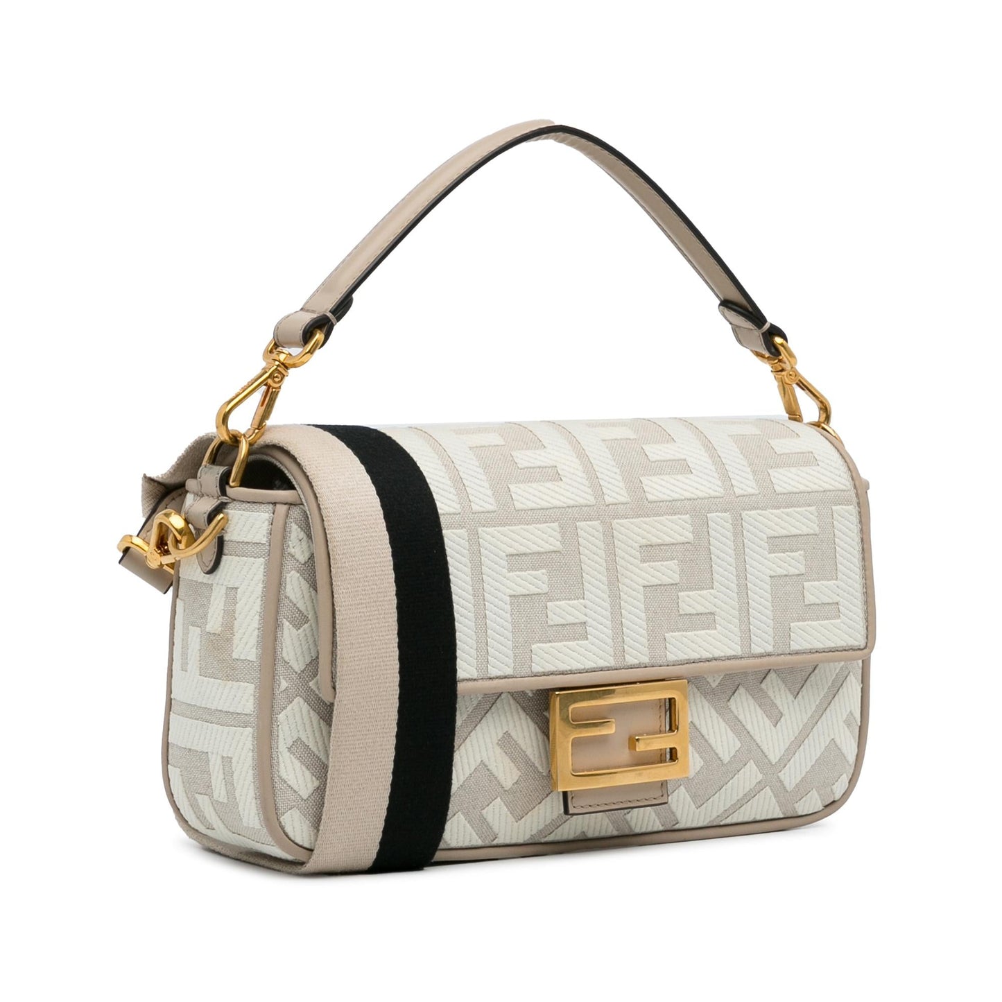 Fendi Zucca Embroidered Baguette Satchel (SHG-8kCI03)